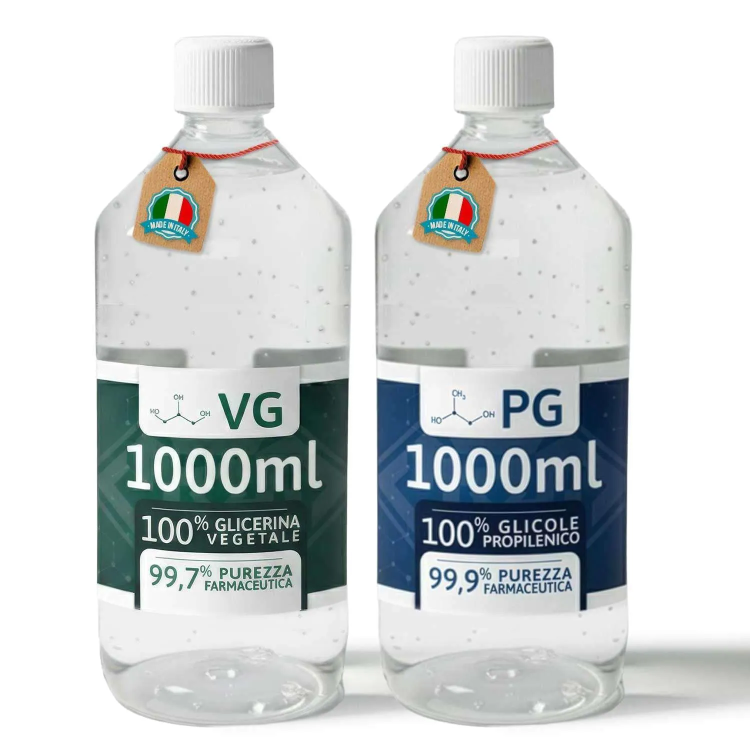 Glowell Kit 2000 ml Glicerina Vegetale Pura (1000 ml) e Glicole Propilenico (1000 ml), Grado di Purezza Farmaceutica 99.9%, Base Neutra 50/50 Multiuso per Uso Cosmetico e Tecnico, Made in Italy