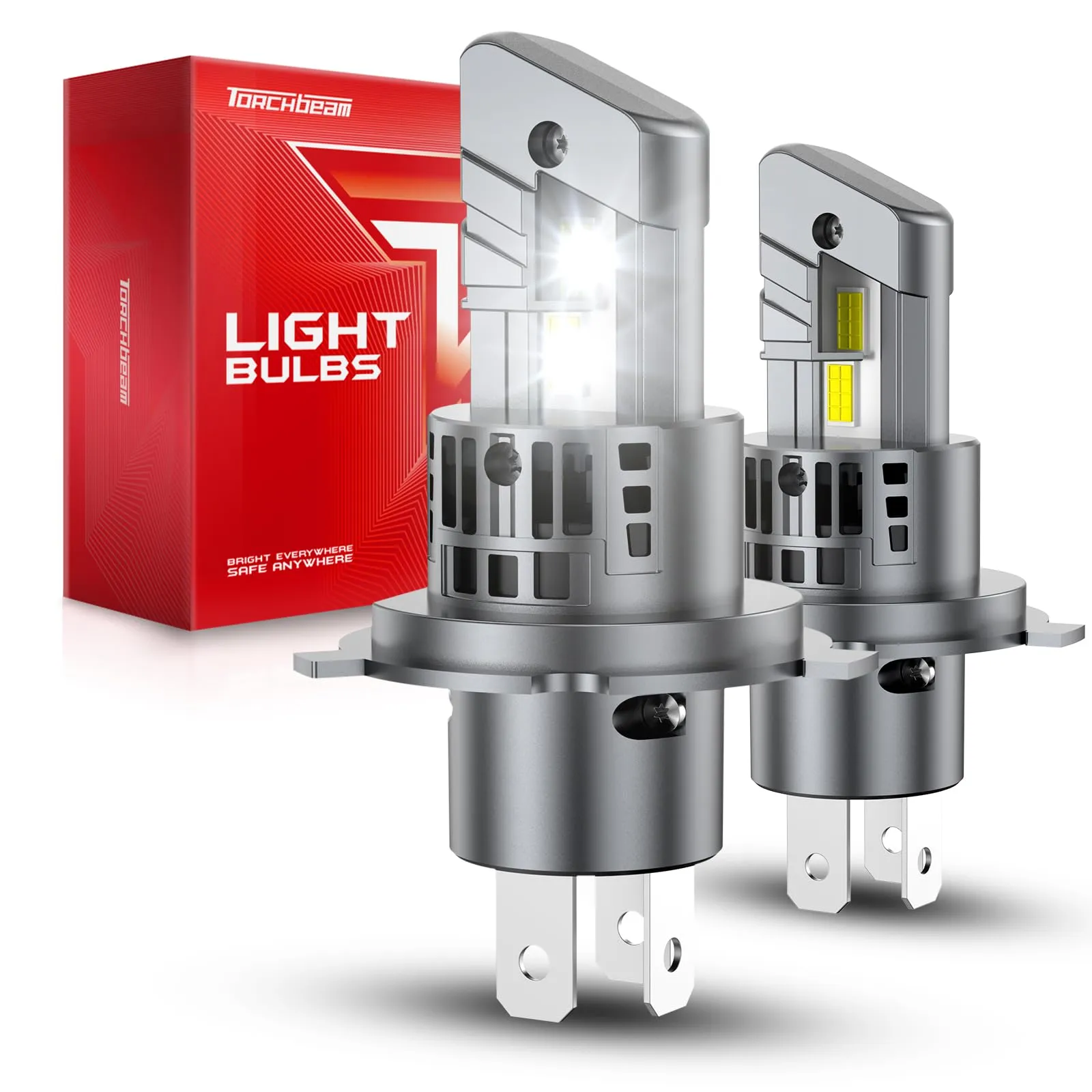 Torchbeam H4 LED 30000LM 100W, 9003/HB2 Fendinebbia LED Lampadine Super Luminose, Bianco 6500K H4 Fendinebbia Alogeni di Ricambio, Canbus Ready Direct Fit, Confezione da 2