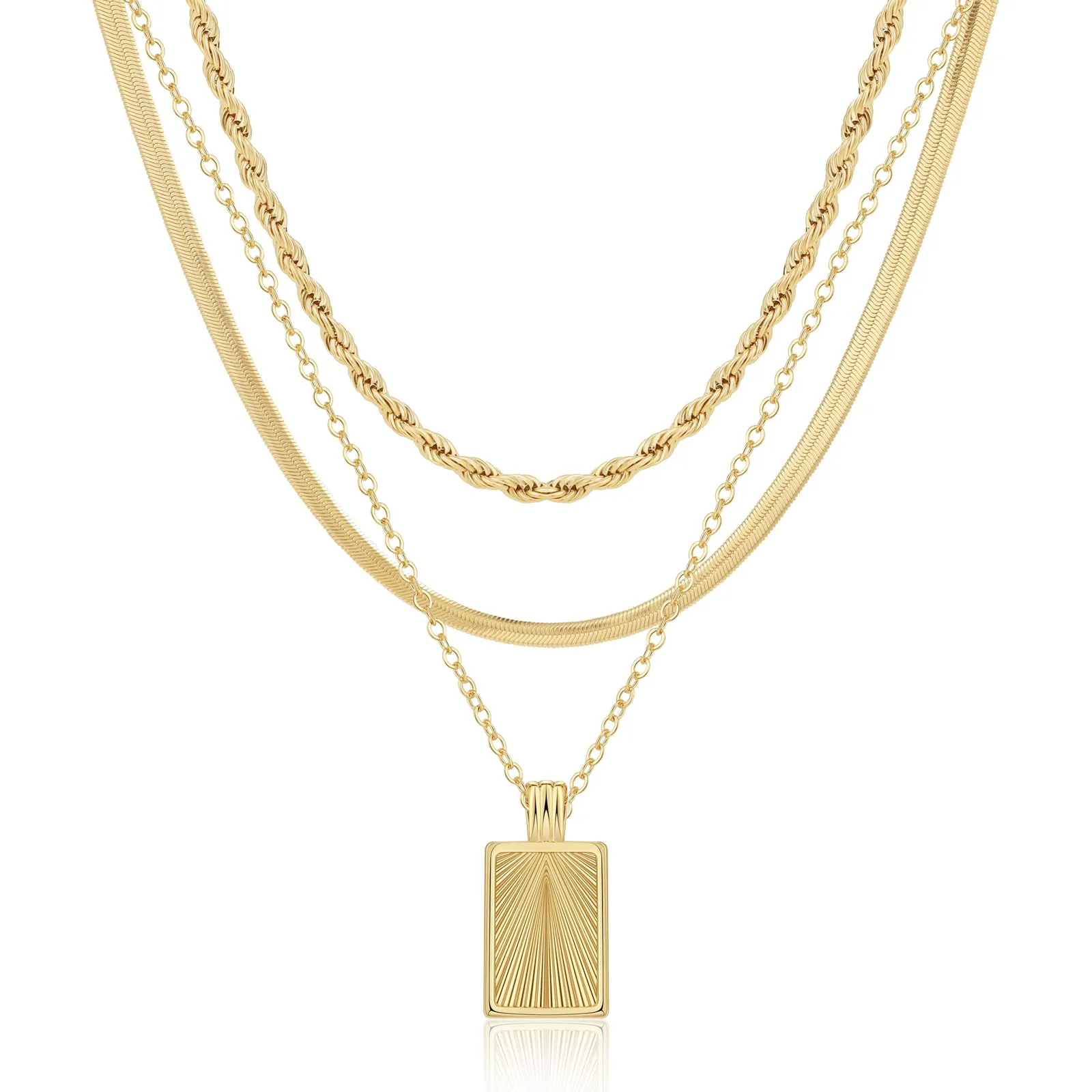 VIROMY Collana Oro Donna Collana a Catena D'argento Placcata in Oro Reale 14K Collane con Ciondolo a Strati Set di Gioielli D'oro di Tendenza Regali