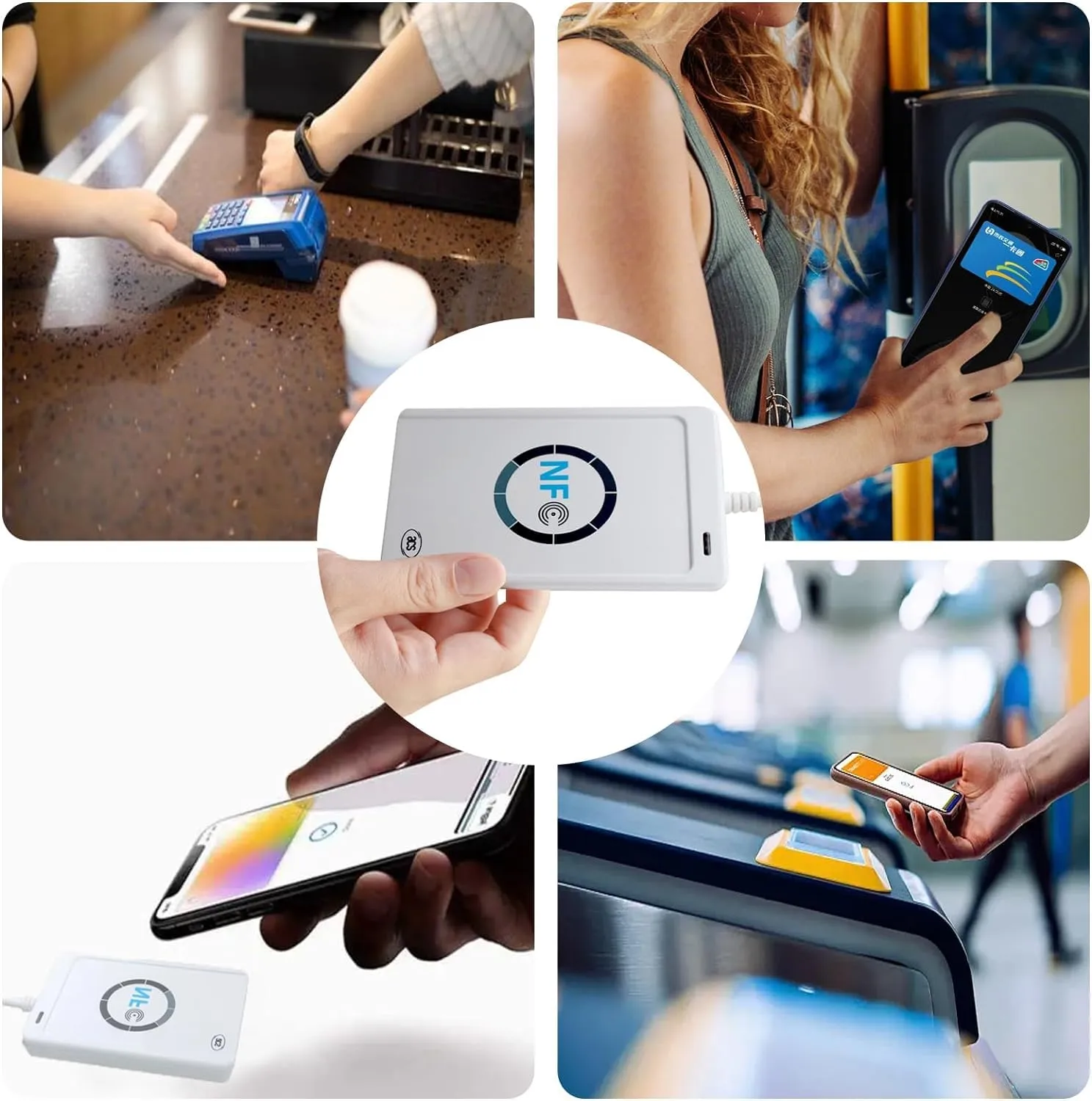 DEWIN Lettore NFC, Lettore RFID Reader Writer NFC RFID Lettore Smart Card Lettore Cie NFC RFID ACR122U ISO 14443A/b Software Gratuito in Bianco NFC Card Lettore Cie USB