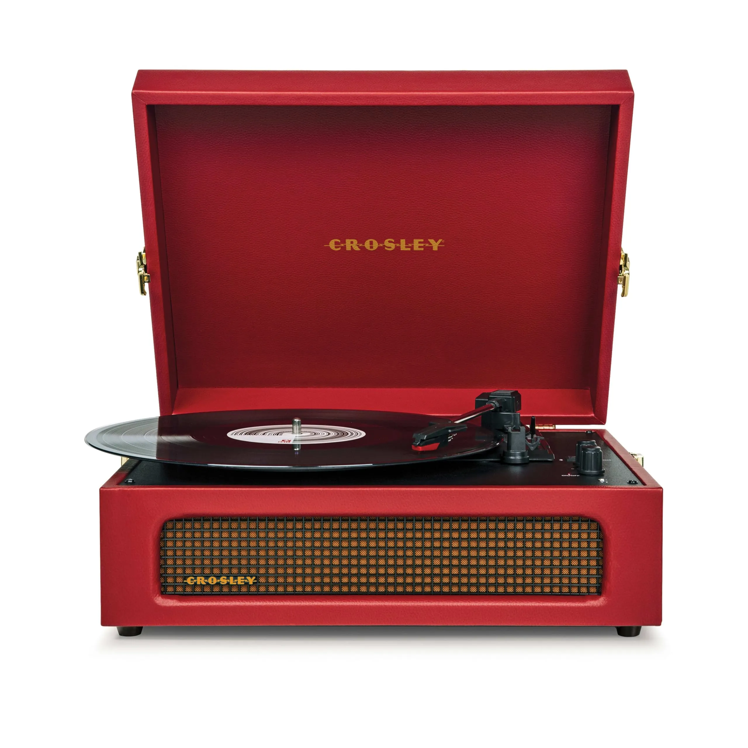 Crosley Voyager Giradischi con 2 altoparlanti, Bluetooth In & Out e AUX - Giradischi Vintage a 3 velocità - Per vinili da 7", 10" e 12" - Portatile con custodia integrata (Rosso Bordeaux)