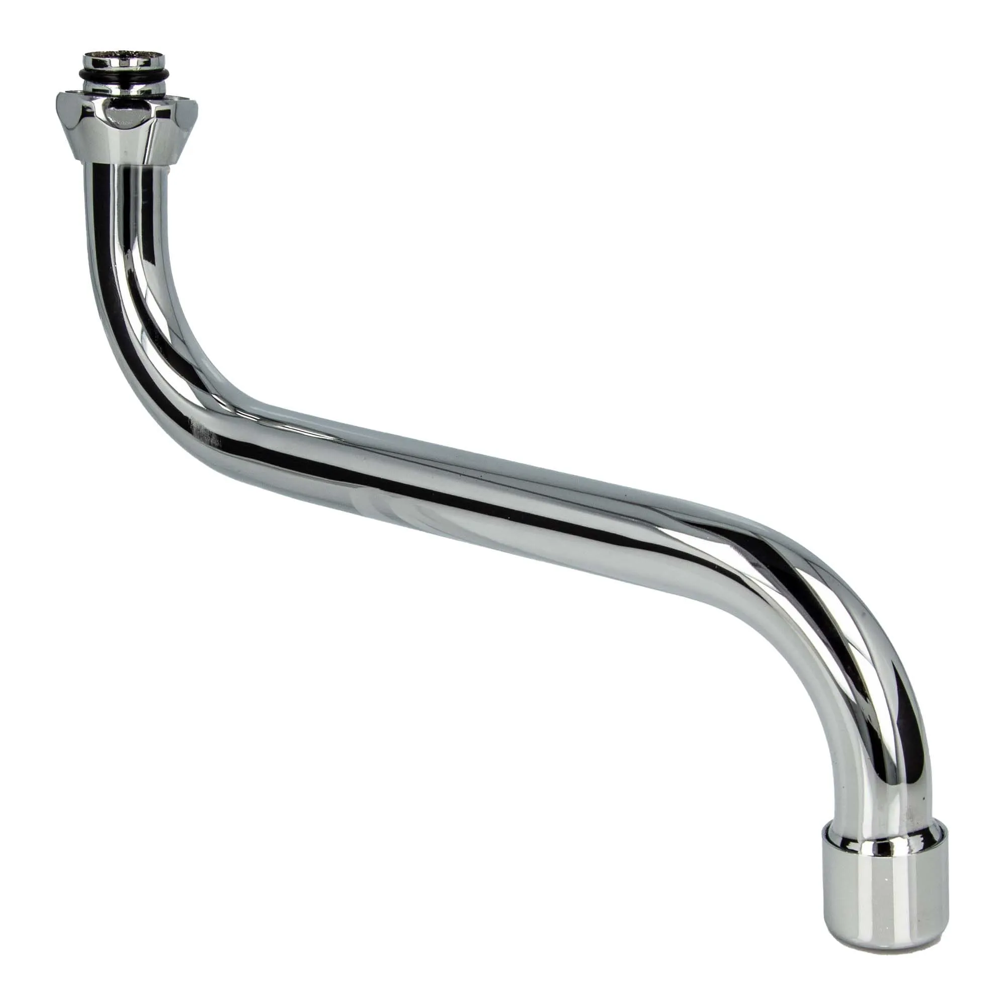 Tecuro, beccuccio a S per rubinetti a parete, cromato, lunghezza 200 mm, raccordo 3/4", tenuta conica di Ø 18 mm
