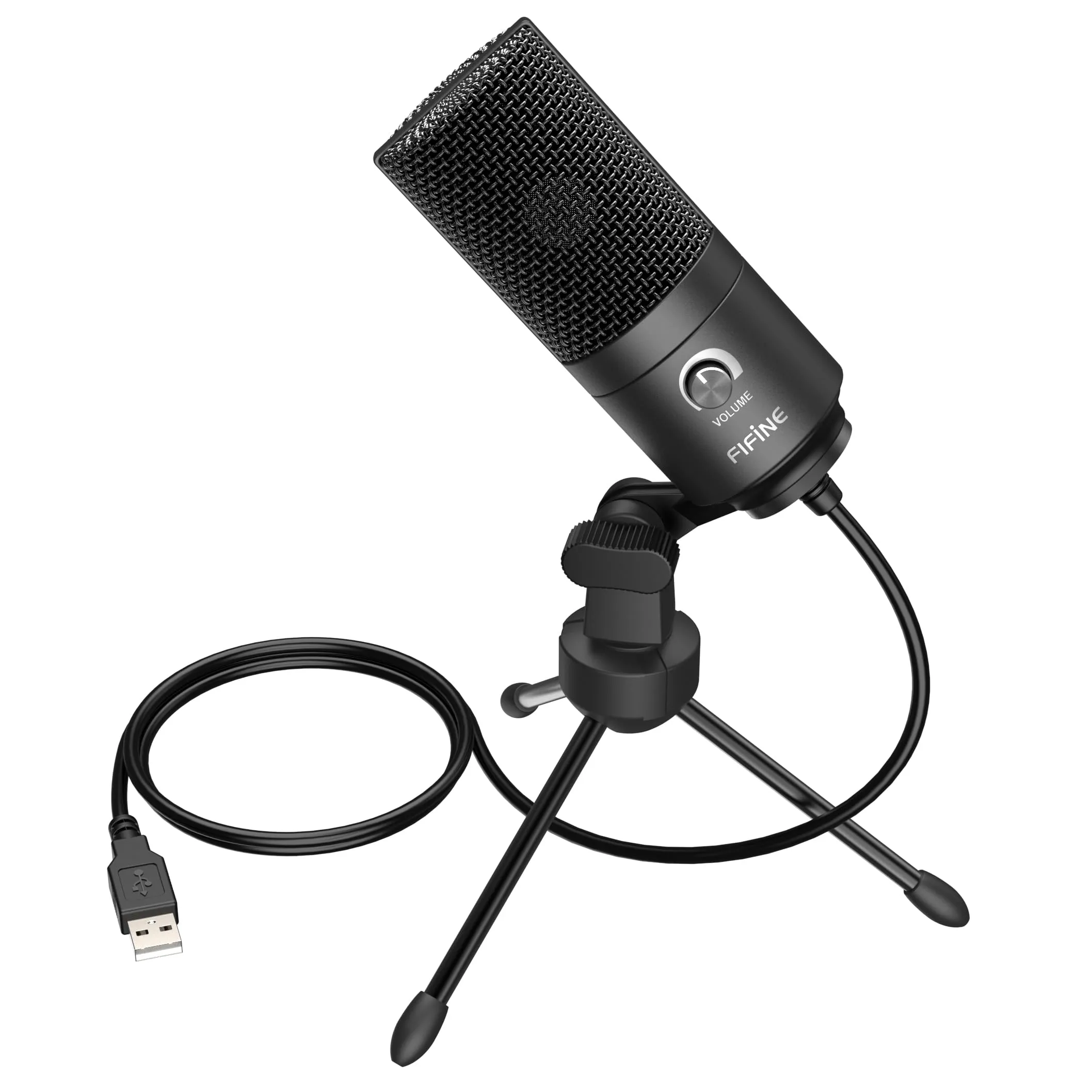 FIFINE Condensatore a Microfono studio kit, USB Microfono Computer con Braccio per Microfoni Regolabile e Filtro Anti-pop per Strumenti Voice Overs Registrazione Podcasting YouTube Gaming