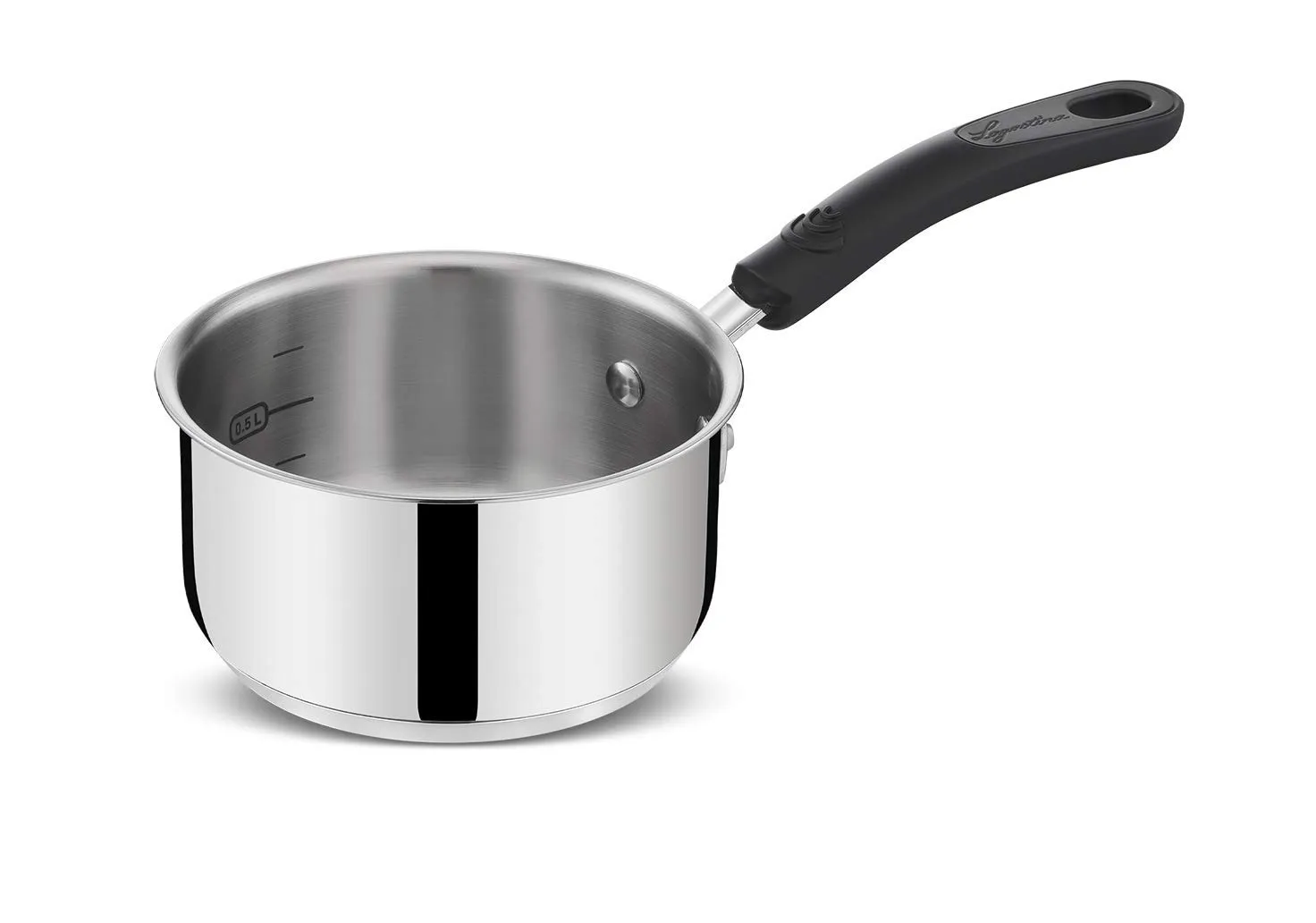 Lagostina Pratica Casseruola in Acciaio 18/10 con Manico Lungo in Silicone, Pentola per Induzione, Gas e Forno fino a 210°, 16 cm