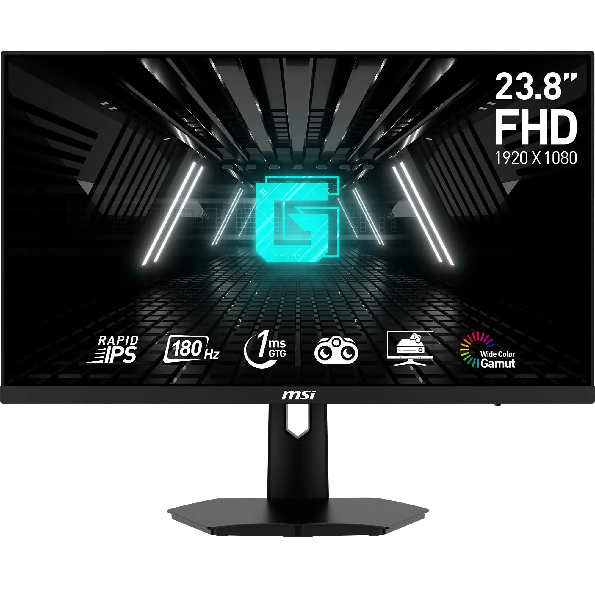 MSI G244F E2 Monitor Gaming 23,8" FHD, 180 Hz / 1ms (GtG), Pannello IPS rapido (1920 x 1080), gamma cromatica sRGB 118%, Adaptive Sync - DP 1.2a, HDMI 2.0b