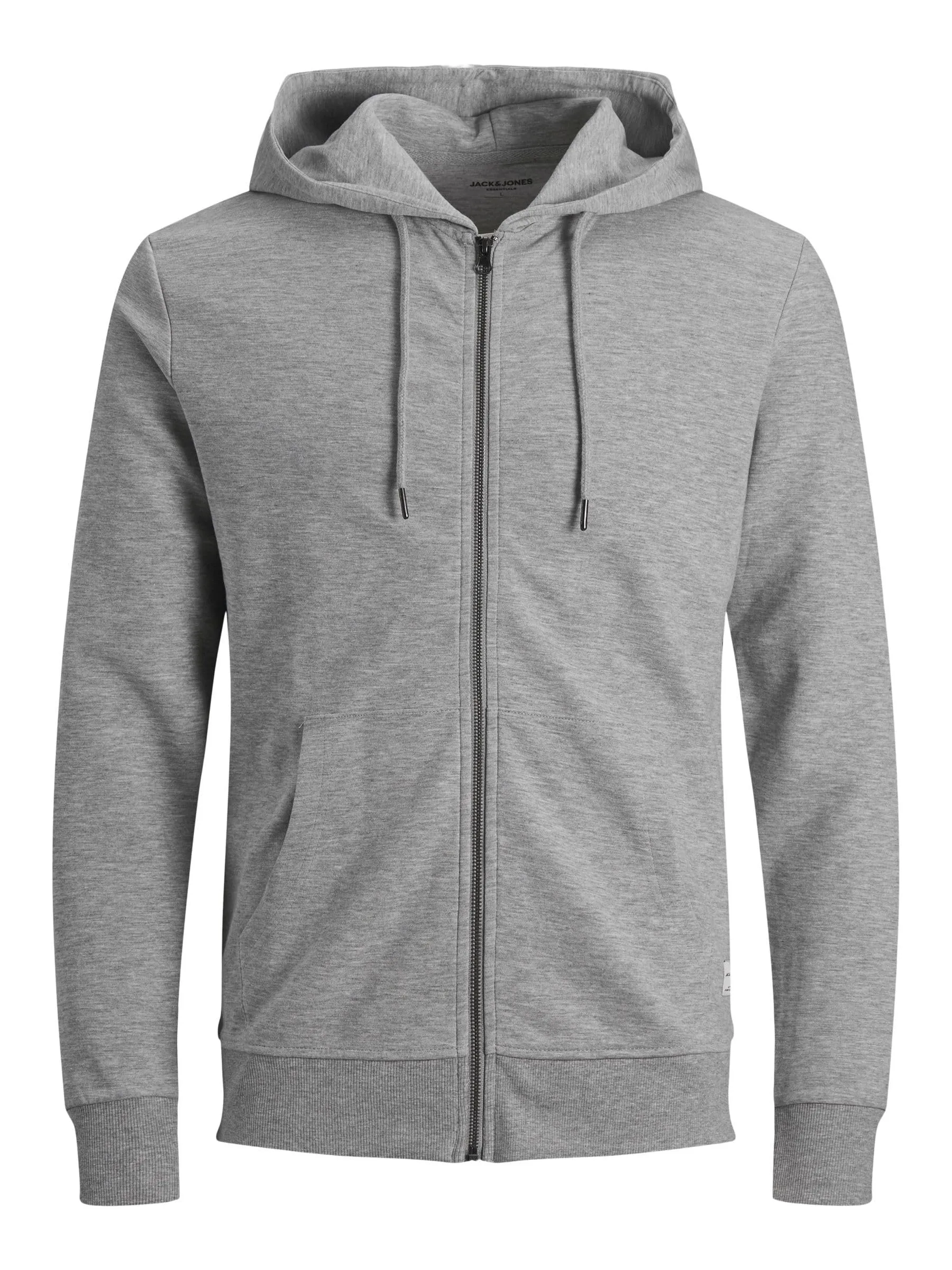 JACK & JONES Jjebasic Sweat Zip Hood Noos Felpa Sportiva con Cappuccio, Grigio (Light Grey Melange), L Uomo