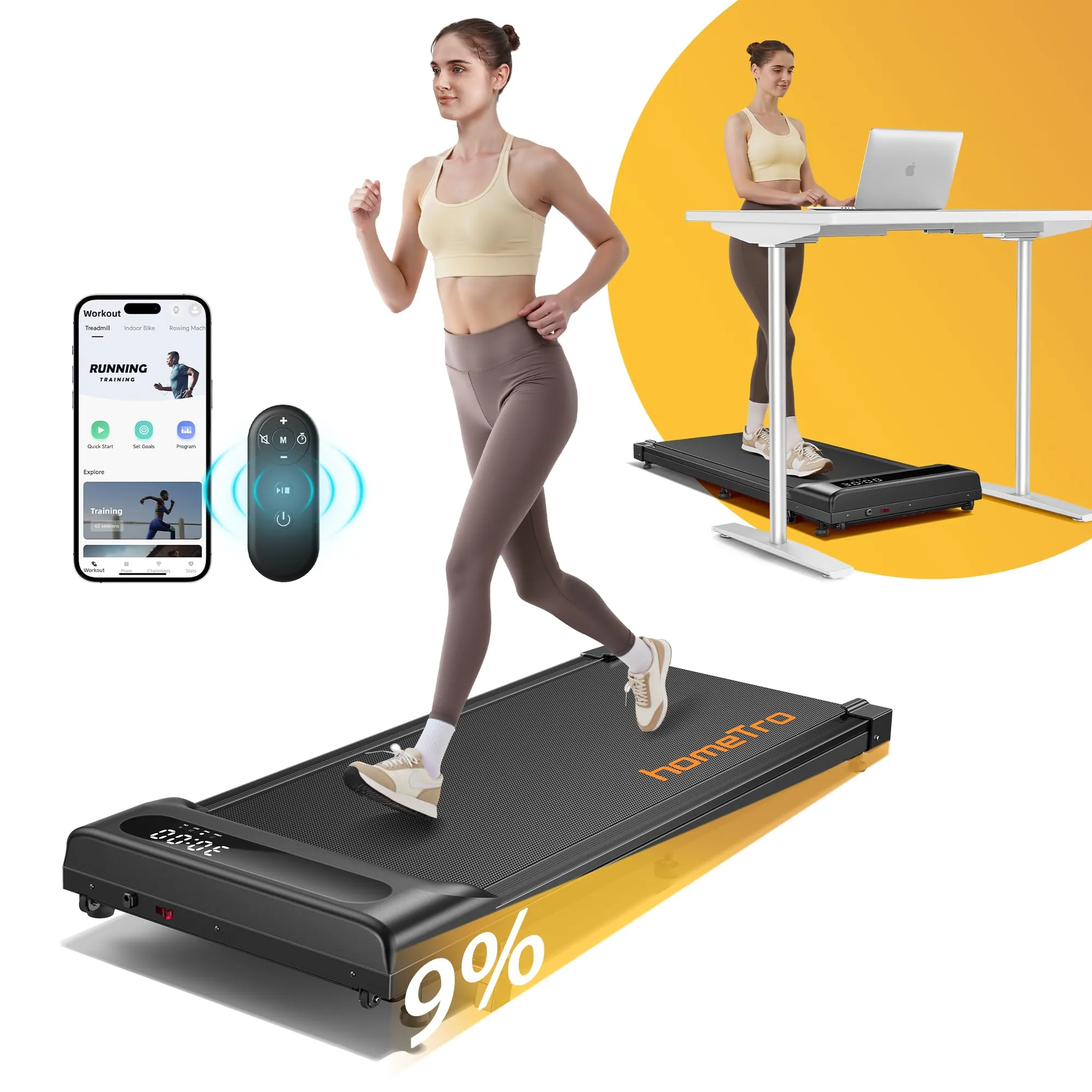 Tapis Roulant Elettrico per Casa e Ufficio | Walking Pad Pieghevole con Inclinazione Manuale, Velocità 1-8 km/h, Controllo da App e Telecomando, Design Salvaspazio, Senza Montaggio