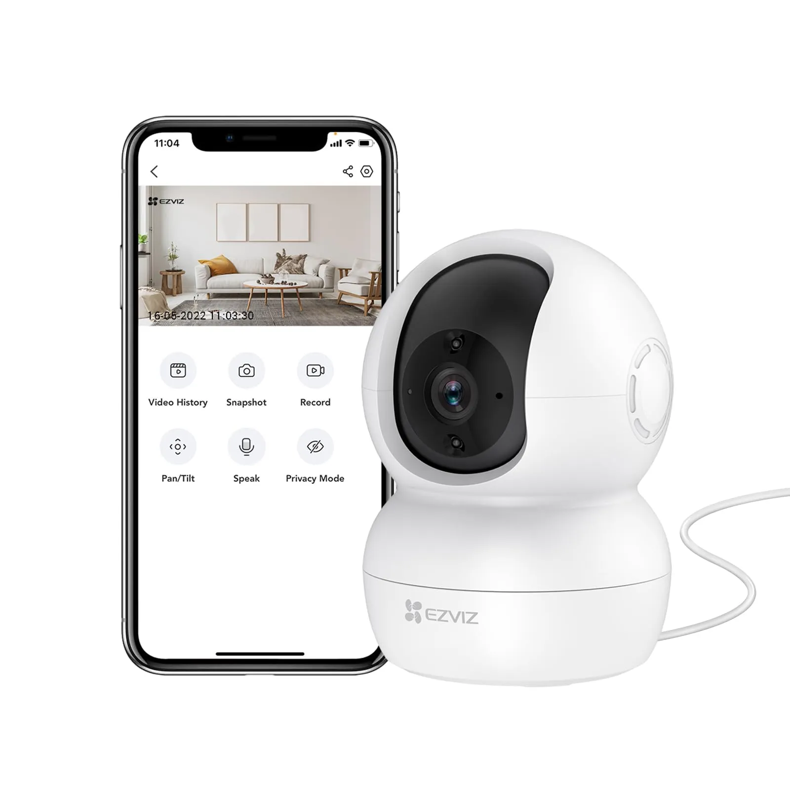 EZVIZ TY2 Telecamera da Interno Wifi IP Camera 1080p Grandangolare Visione Notturna Avviso Movimento Audio ad due vie Grandangolare App Mobile Compatibile con Alexa