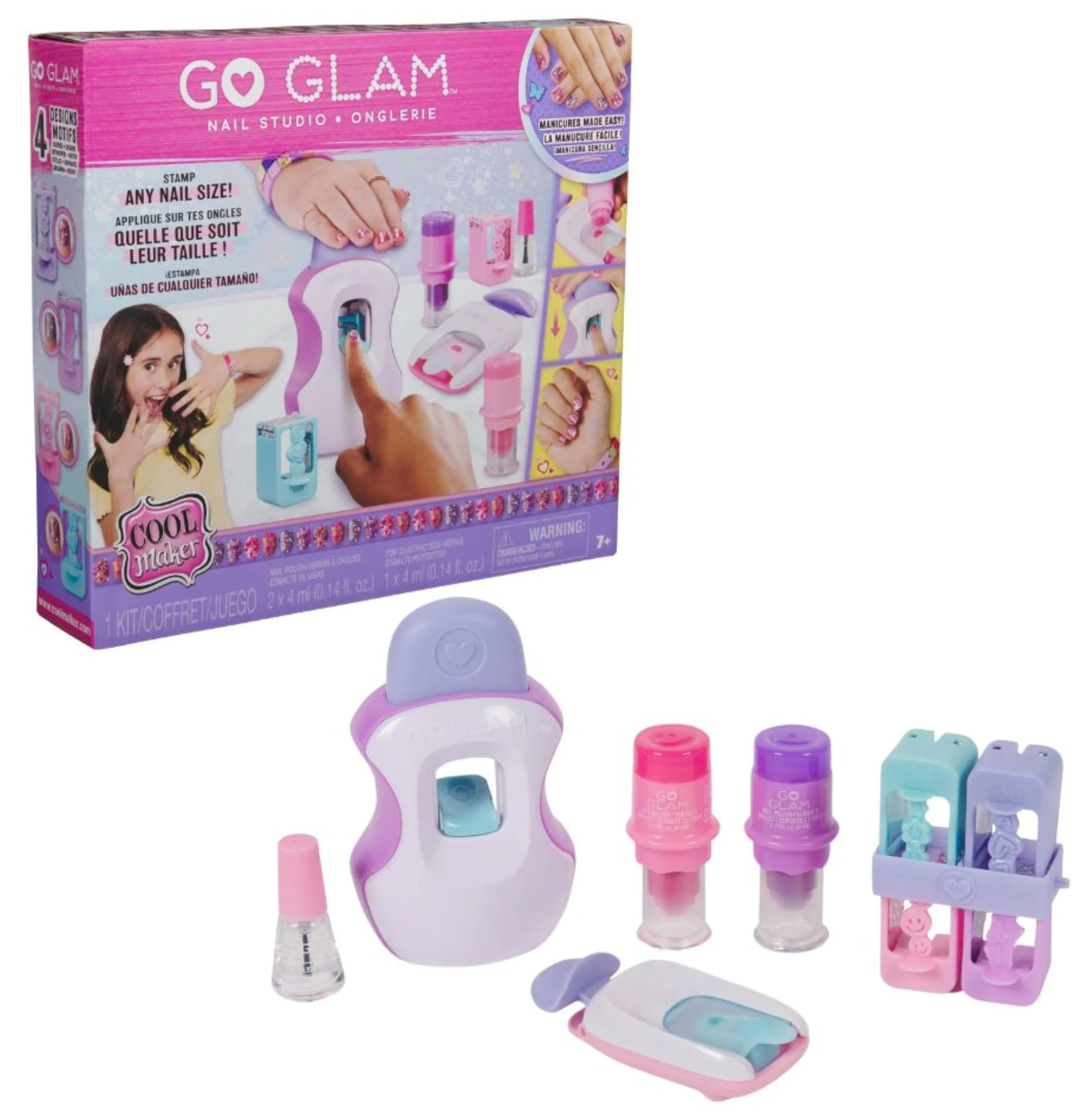 Cool Maker, GO GLAM, Macchina Decora Unghie, Decora 200 Unghie con 4 Motivi, 2 Applicatori di Smalto e Maschera per Unghie. Giocattoli Creativi per bambine, 7+ anni
