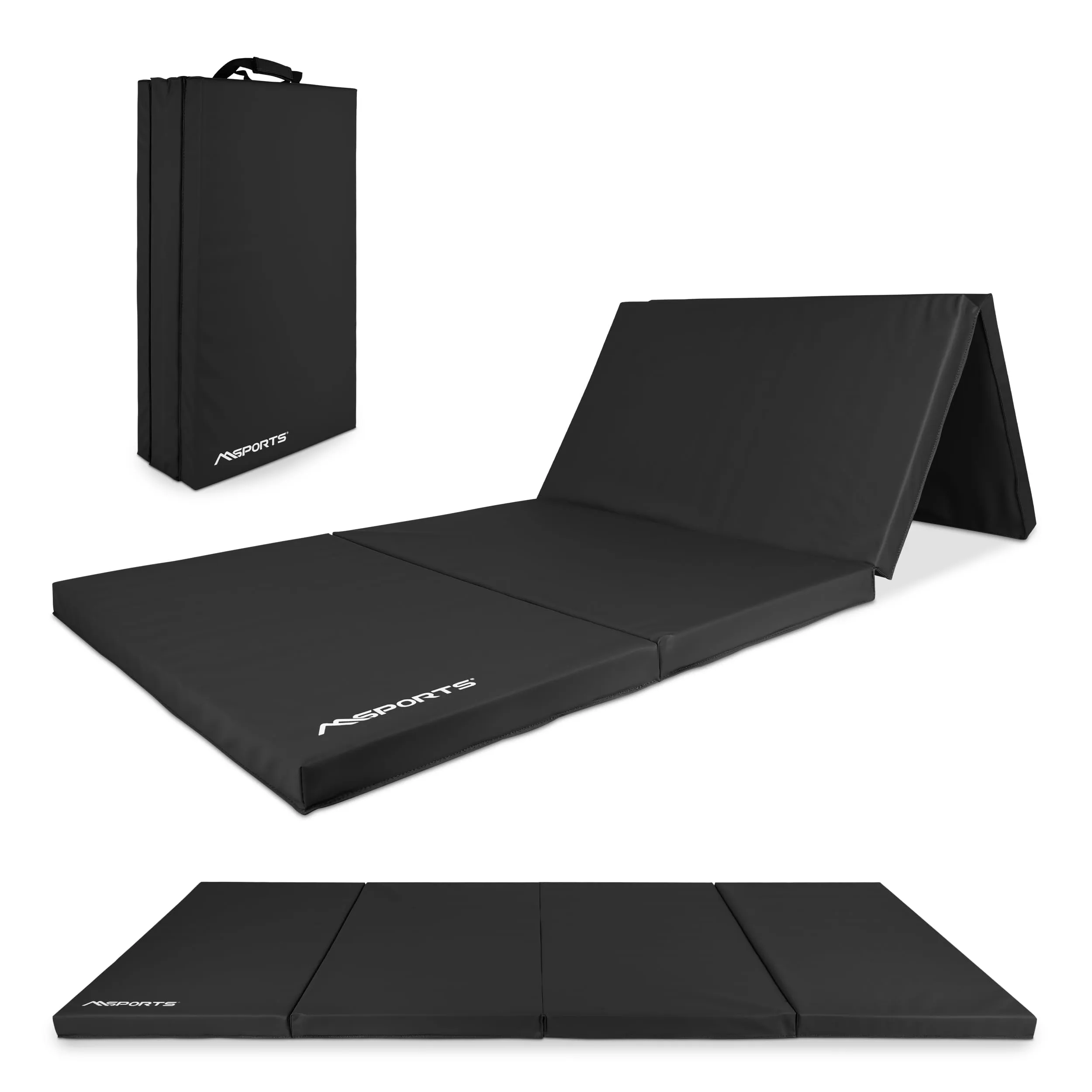 MSPORTS Materassino Premium pieghevole morbido 190 x 80 x 5 cm Materassino da ginnastica Sport per casa Bambini Adulti (Nero, 190 x 80 x 5 cm)