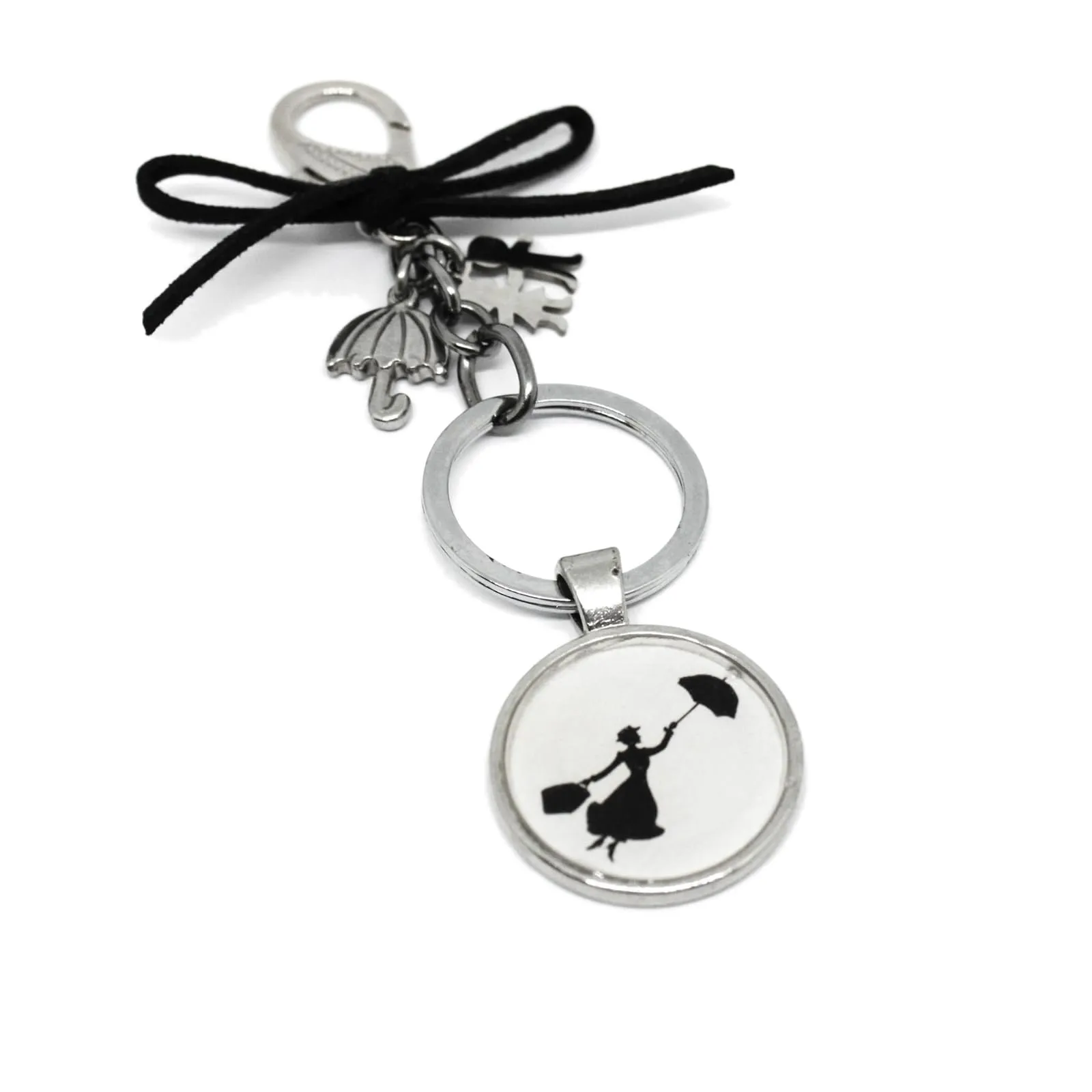 Portachiavi a tema Mary Poppins con charm e fiocco