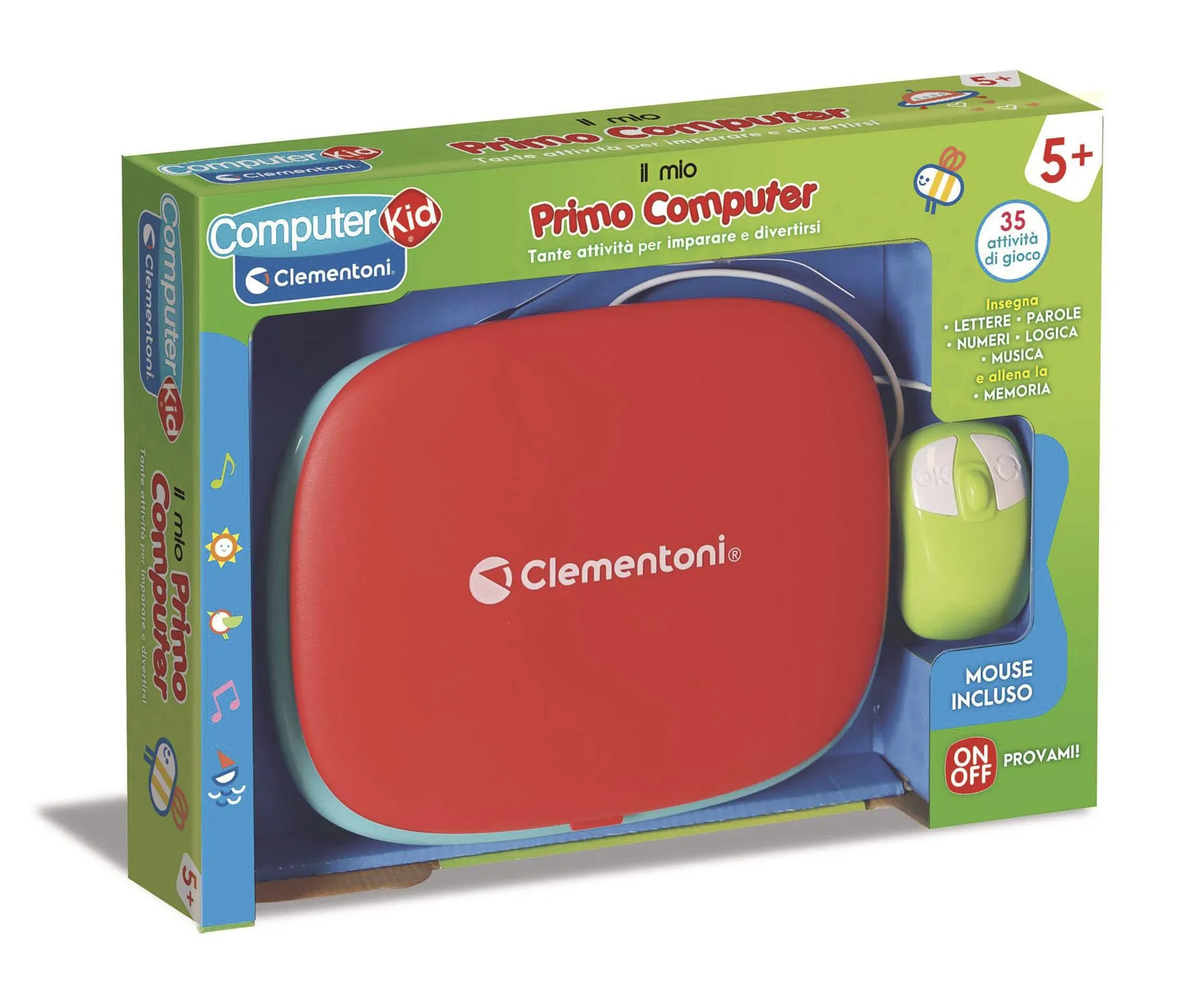 Clementoni Sapientino - Il Mio Primo Computer, Gioco Educativo Interattivo Bambini dai 5 Anni, 35 attività, Impara Lettere, Numeri, Logica e Musica, Mouse Incluso, Schermo LCD, Lingua Italiana, 16656