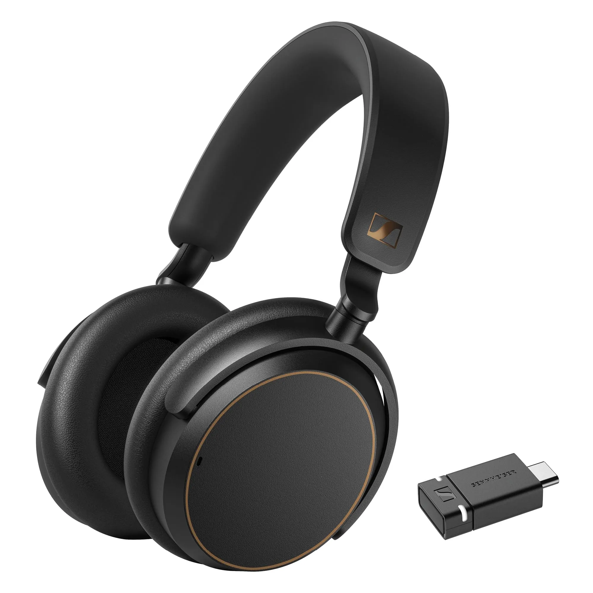 Sennheiser ACCENTUM Special Edition - ACCENTUM Cuffie e BTD 600 Bluetooth Dongle - Durata della batteria di 50 ore, ibrida ANC e dongle con adattatore USB-A/USB-C - Nero/Rame