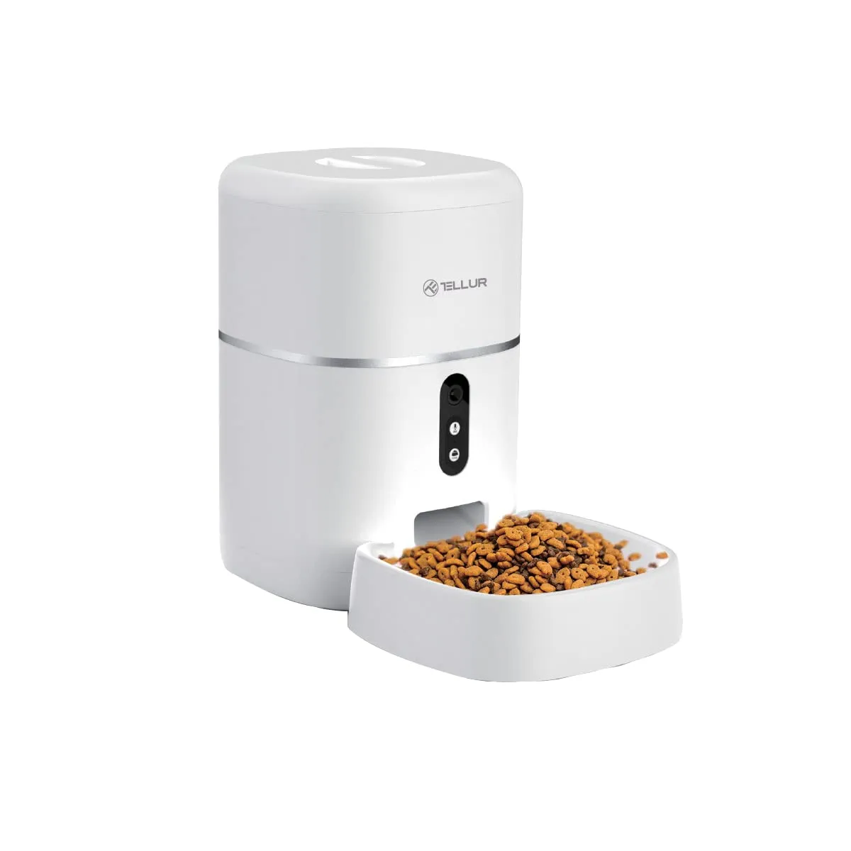 TELLUR SMART Distributore Automatico di Cibo per Gatti e Cani, Mangiatoia Alexa, WiFi, 4L, Videocamera 2K, Compatibile Alexa e Google,Rregistrazione Vocale 10s, Tempo del Cibo e Porzioni Programmabili