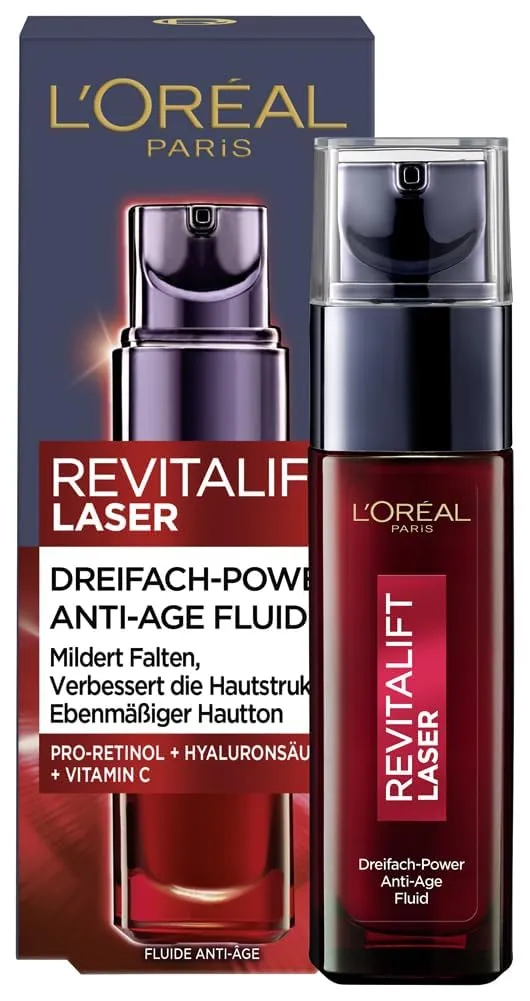 L'Oréal Paris Siero Revitalift Laser X3, trattamento anti età per la cura del viso a tripla azione, con acido ialuronico, 30 ml