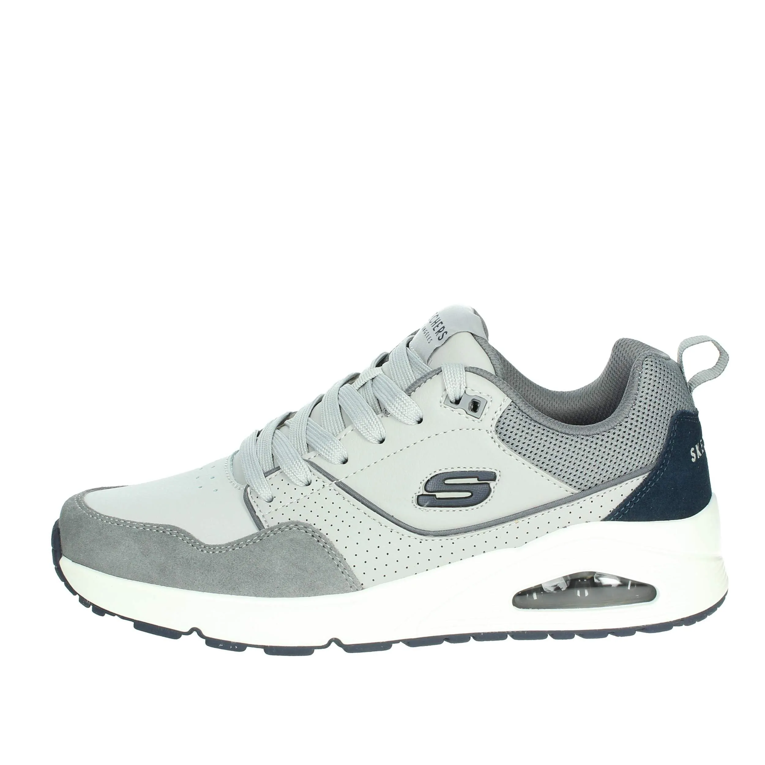 Skechers Uno Retro One, Sneaker Uomo, Grey Leather And Suede/Mesh, 43 EU