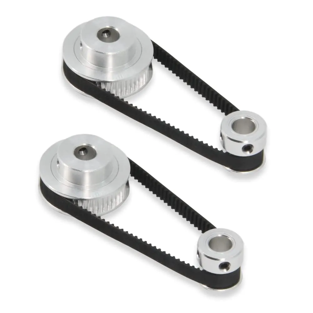 TUZUK Set 2 pezzi GT2 ruota sincrona 20 e 48 denti puleggia dentata in alluminio con foro 8 mm con cinghia 2 pezzi lunghezza 200 mm larghezza 6 mm (20-48T-8B-6)