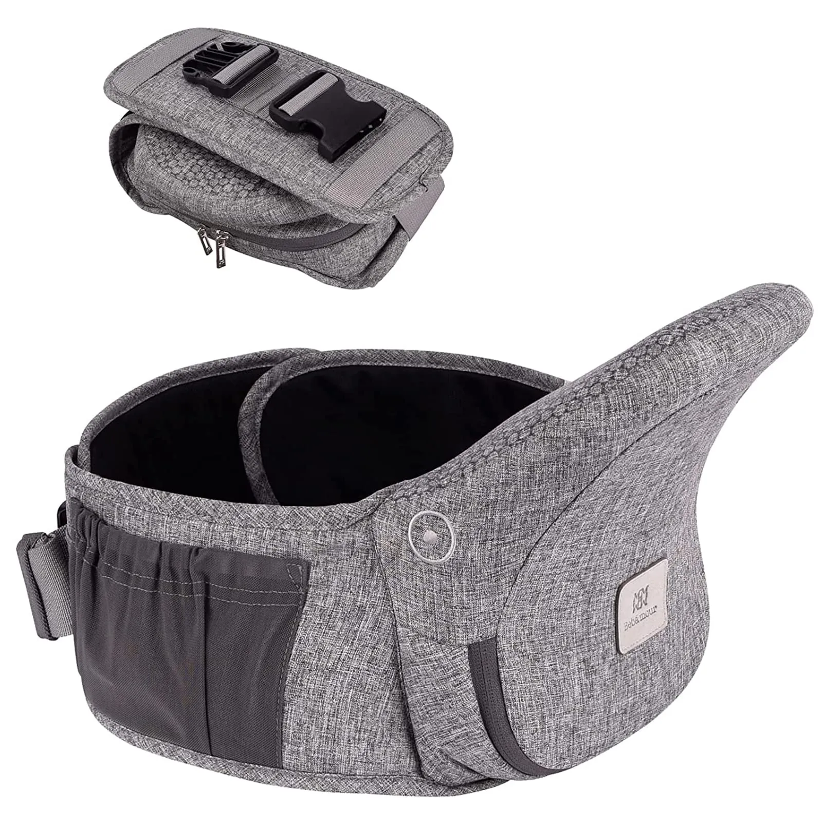 Bebamour Hipseat, marsupio 0-36 mesi, leggero, regolabile, per neonati, 3 in 1 (nero)