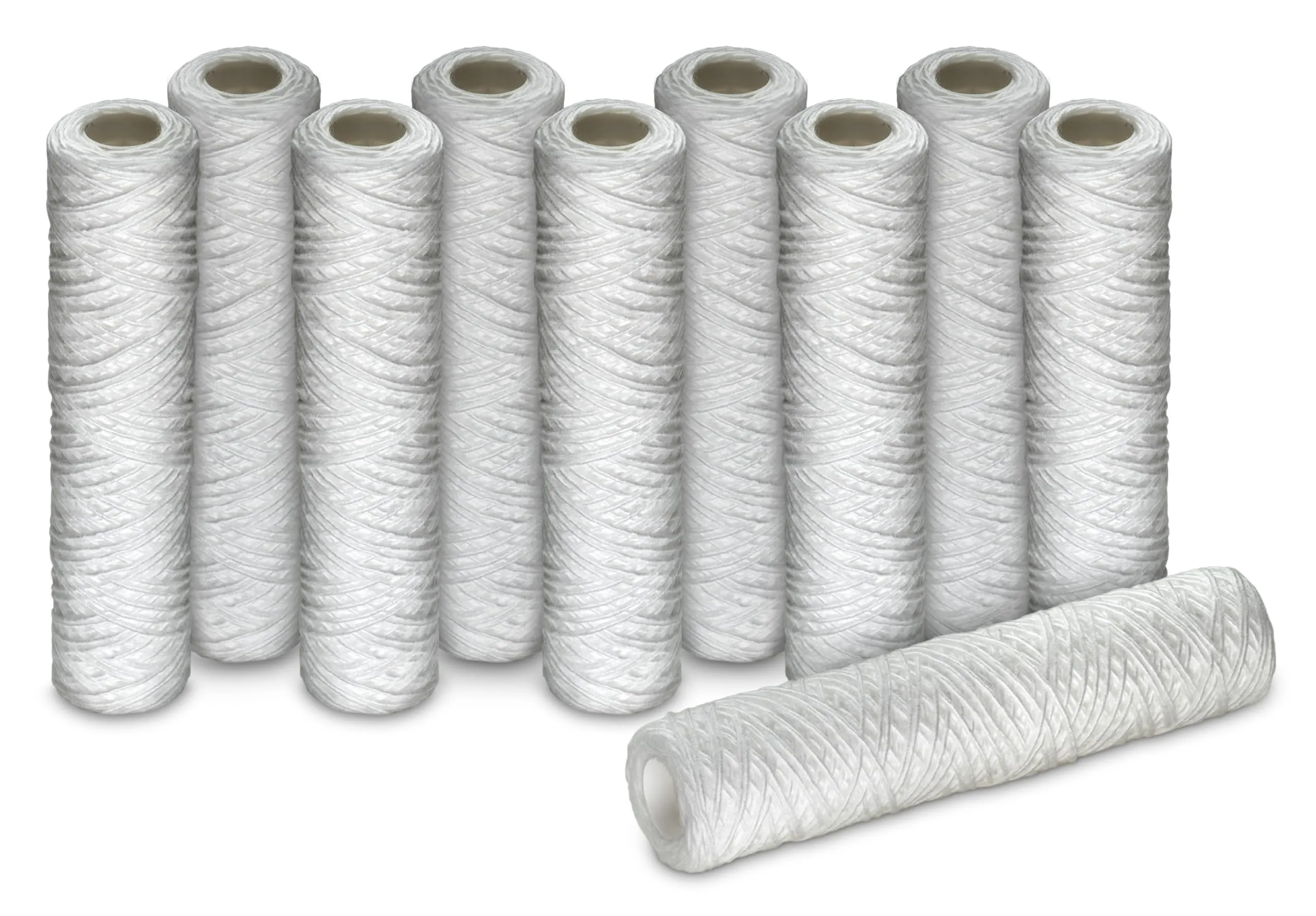 WK - Cartuccia Filtrante per Filtro Acqua in Filo Avvolto, 10 Pezzi da 10 Pollici con Permeabilità 50 Micron, Pratica Modalità di Usa e Getta
