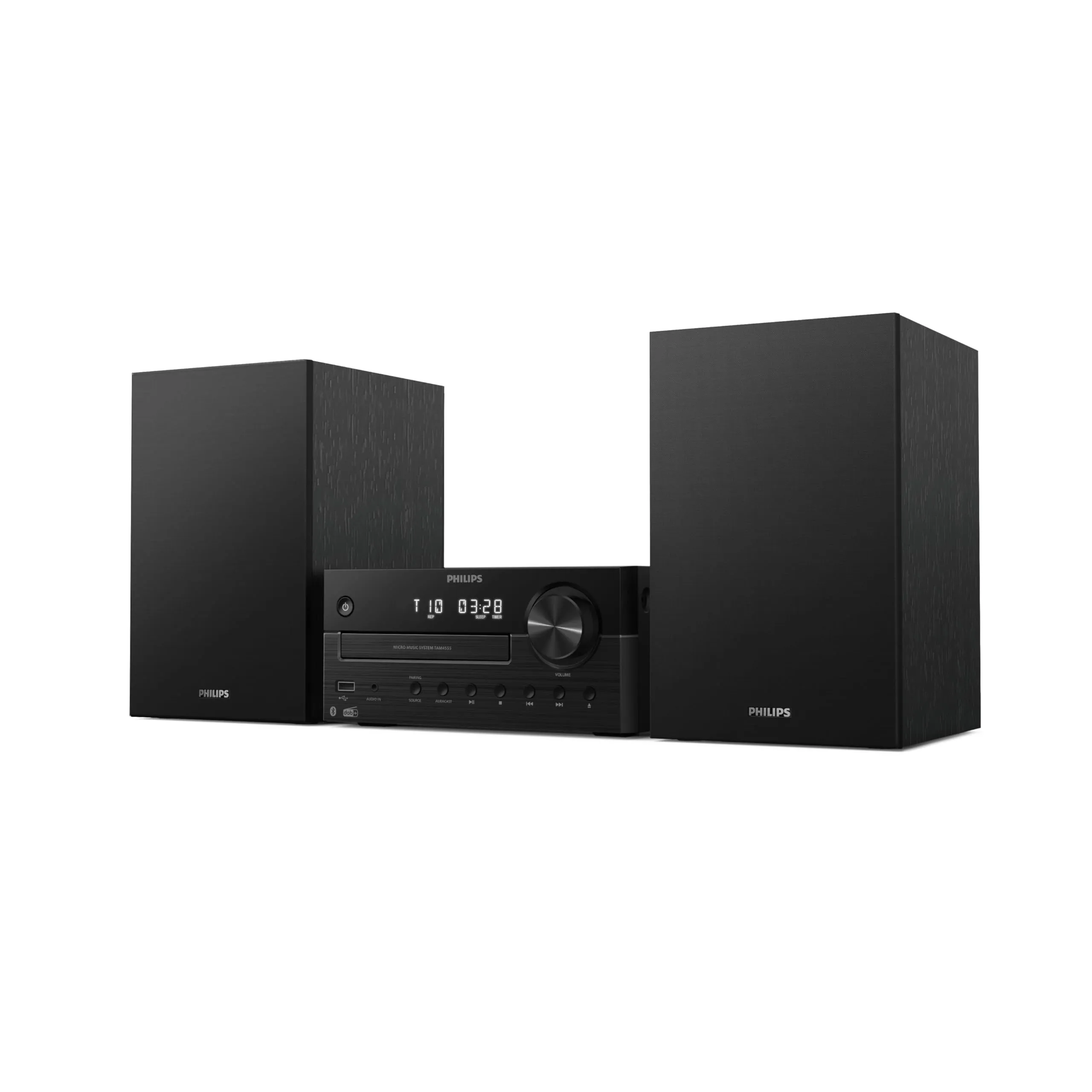 Philips TAM4505M2 Sistema Micro Hi-Fi – 80W, Altoparlanti Bass Reflex, DAB+/FM, CD, USB, Audio-in, Bluetooth 5.4, Auracast, Telecomando, Digital Sound Preset, Imballaggio ecologico