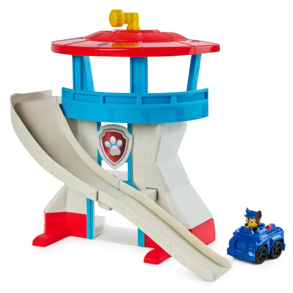 Paw Patrol Mini Quartier Generale Torre di Controllo con 1 pista per Veicoli e 1 Veicolo di Chase - playset - età 3+ anni - Multicolore