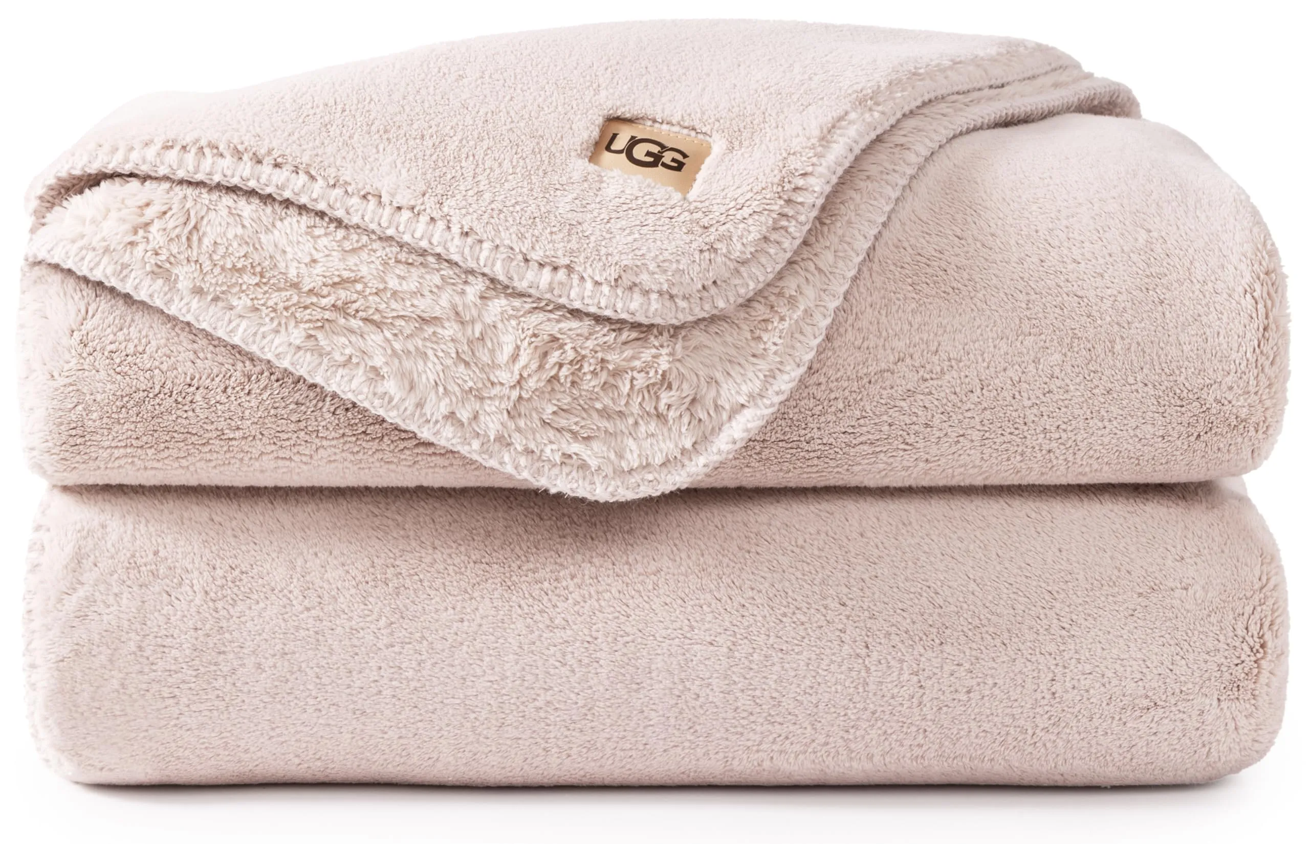 UGG Whitecap Plush Throw Blanket Fleece Lightweight Soft Throw for Couch or Bed Luxury Home Decor for Living Room Washable Hypoallergenic Blankets for Dorm Decor, 50-inch x 70-inch, Light Pink Quartz