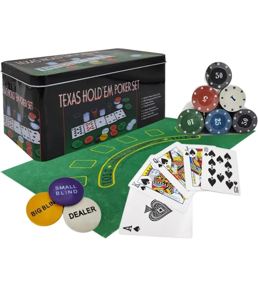 200 Fiches da Poker Numerate Soldi Euro Box da Gioco Texas Holdem con Confezione Porta Fiches Fair