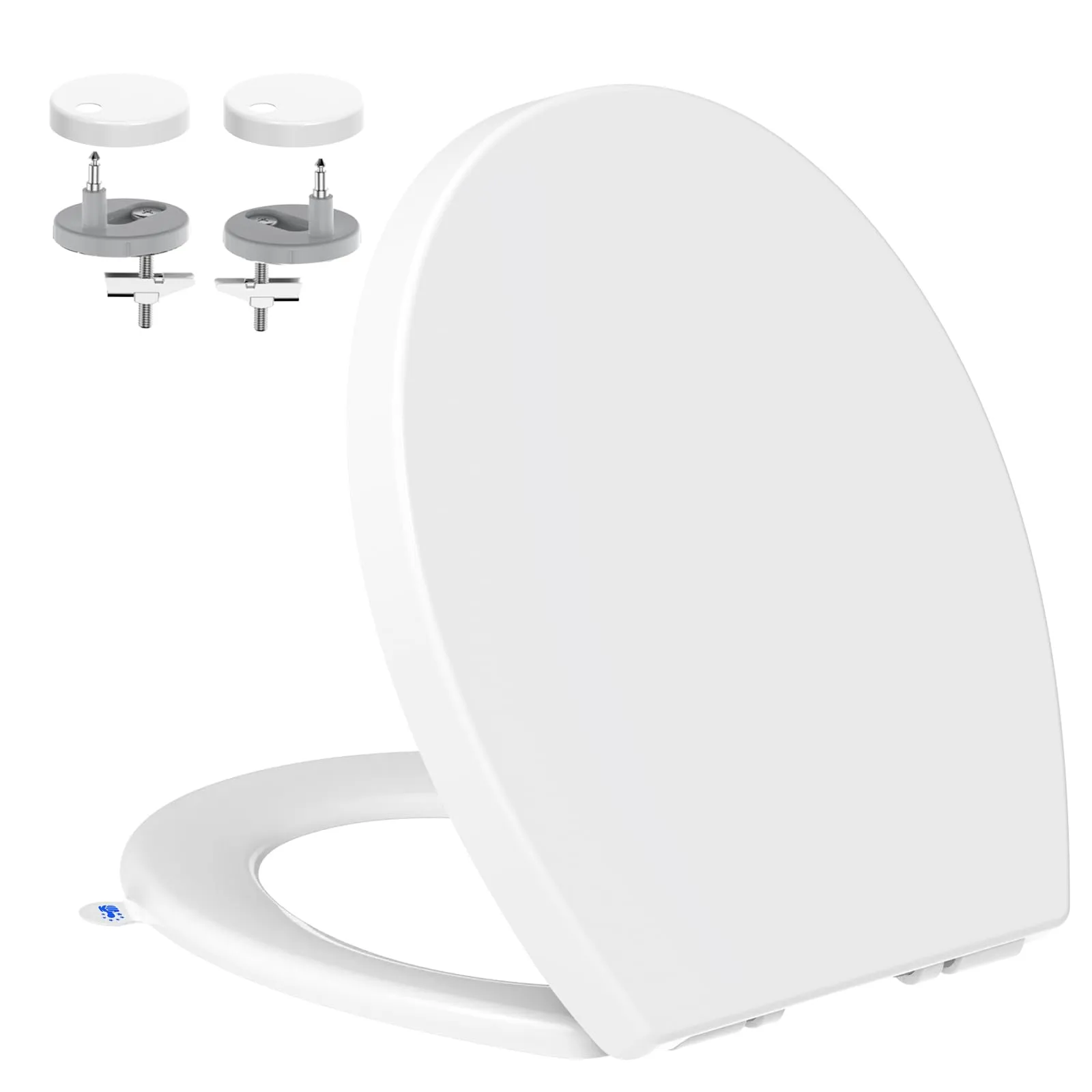 Tavoletta WC Universali O Forma, YEAUPE PRO Copriwater, Sedile WC Chiusura Ammortizzata con Sgancio Rapido a un Pulsante, Plastica Facile da Pulire, Bianco, 44,6 x 37,2 x 4,3 cm