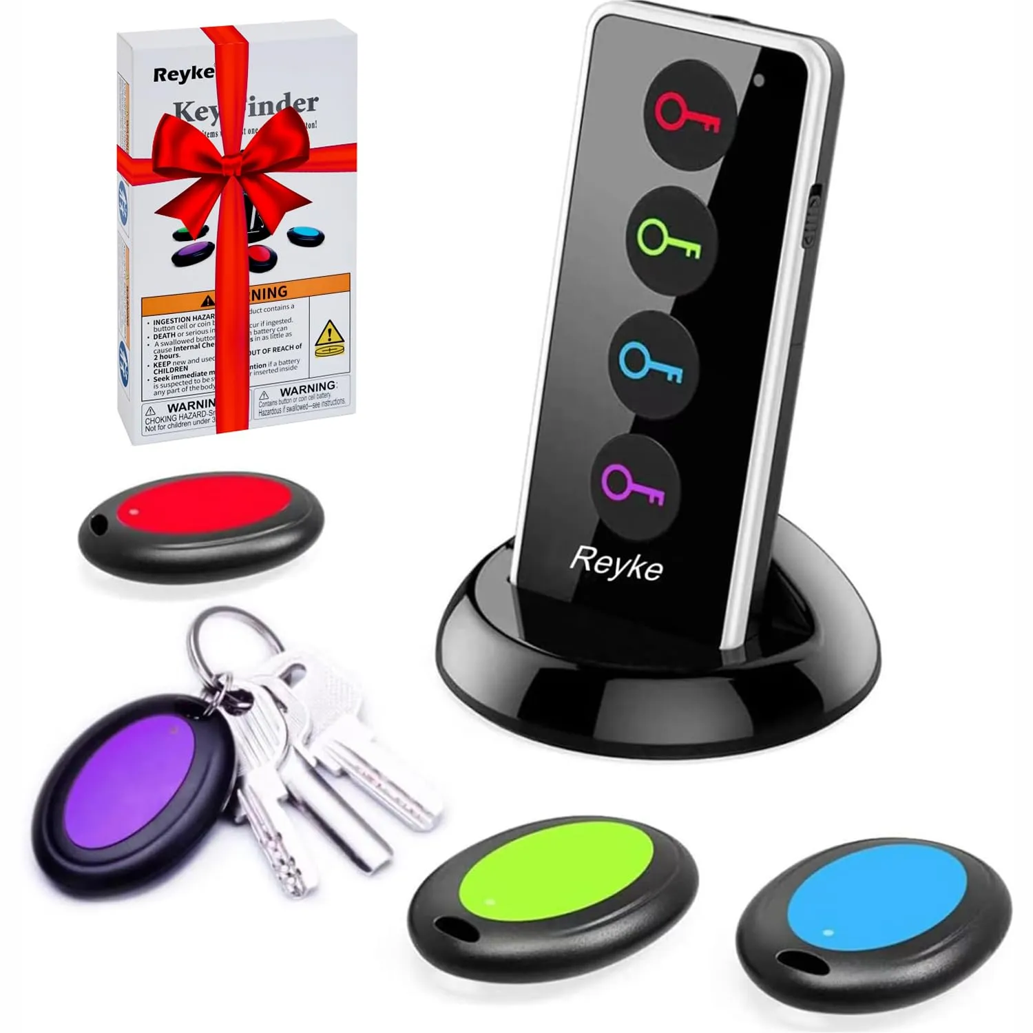 Localizzatore Chiavi Trova Chiavi, Reyke Trasmettitore wireless Key Finder, Remote Finder w/torcia LED per i tasti del telefono cellulare degli animali domestici