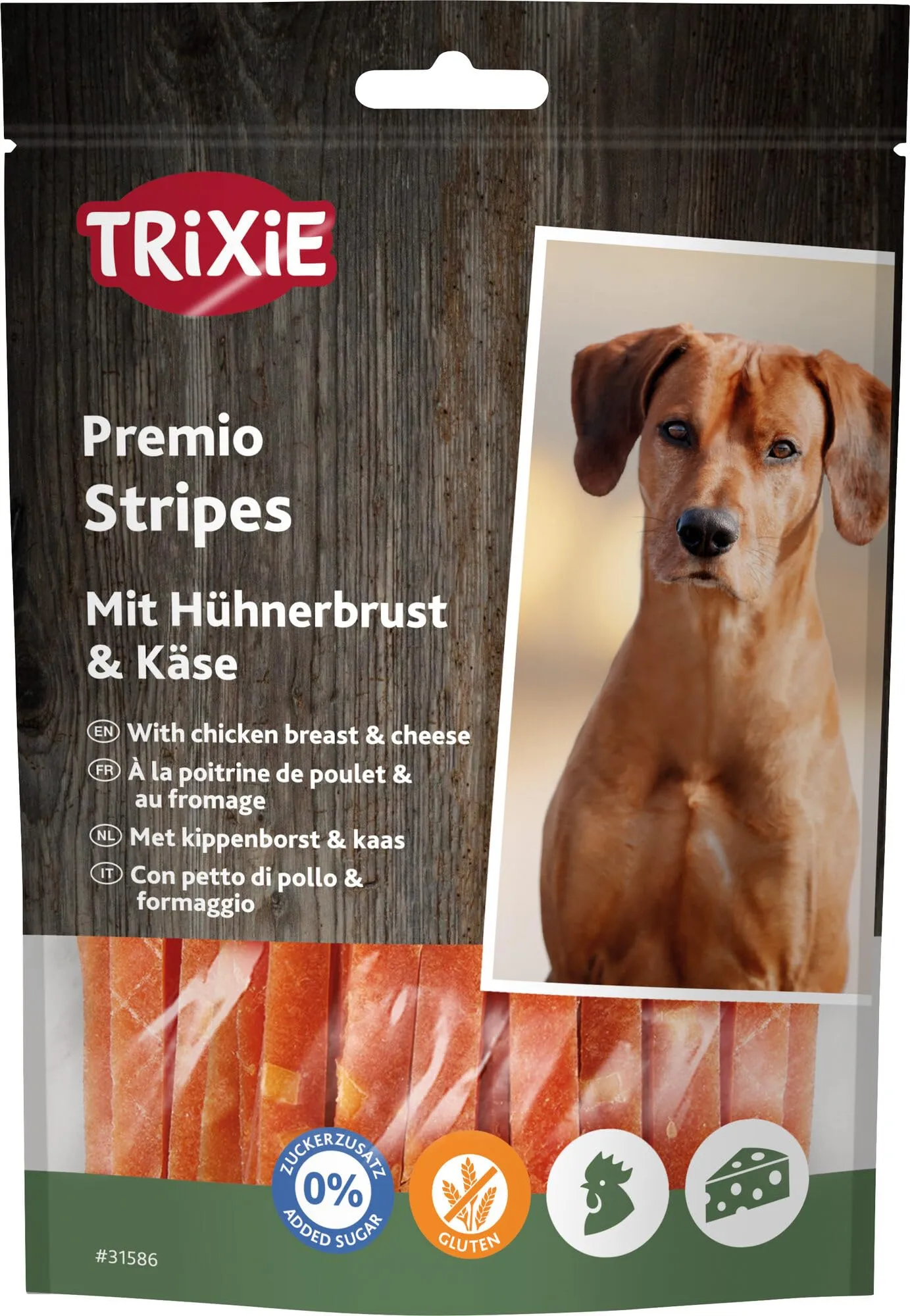 TRIXIE Strisce di Pollo e Formaggio, Senza Glutine, PREMIO, 100g