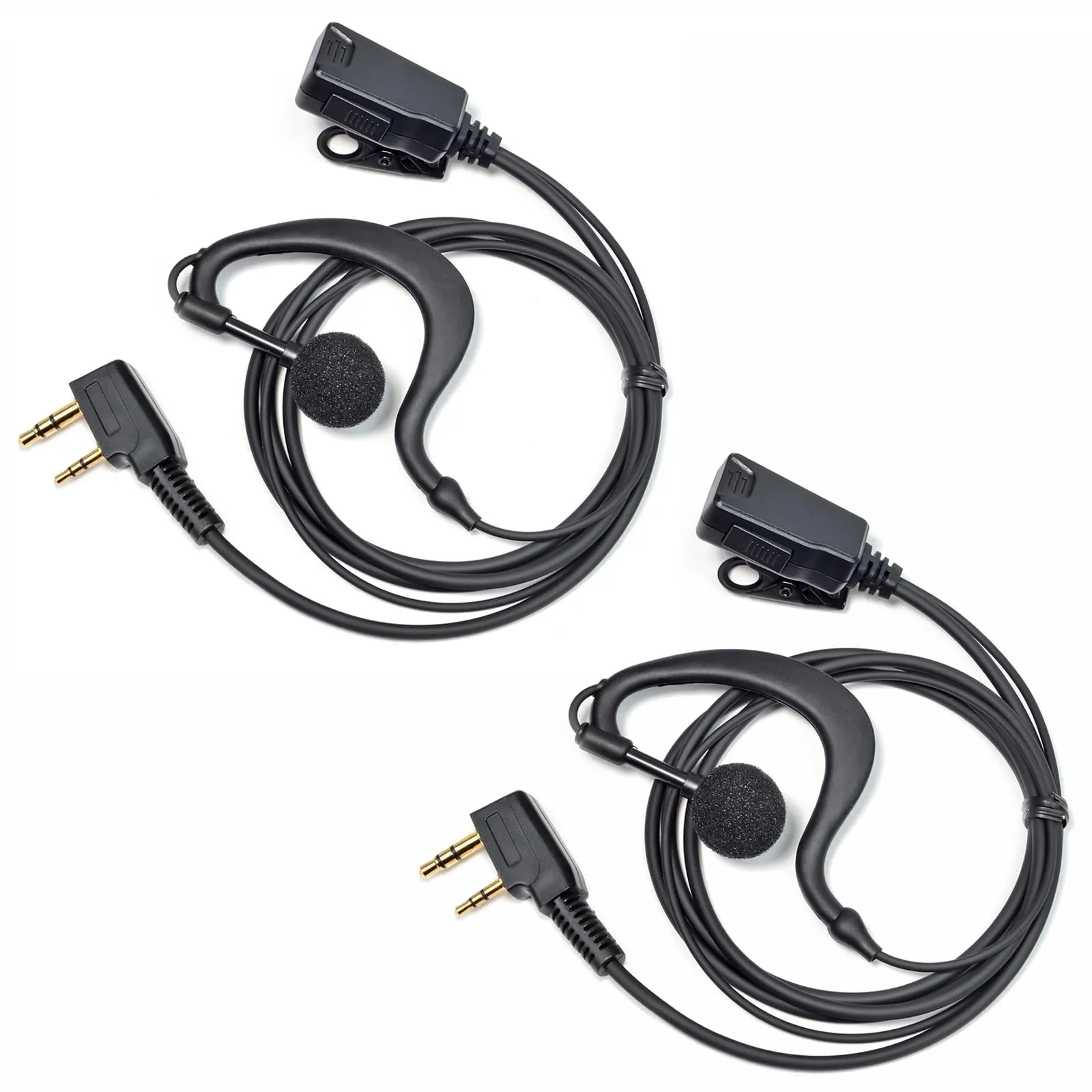 HYSHIKRA Auricolare Walkie Talkie con microfono, 2 pin Headset con PTT, compatibile con Kenwood eSnic Retevis Baofeng UV-5R Radio Ear Piece per Security Bodyguard (Forma G, 2)