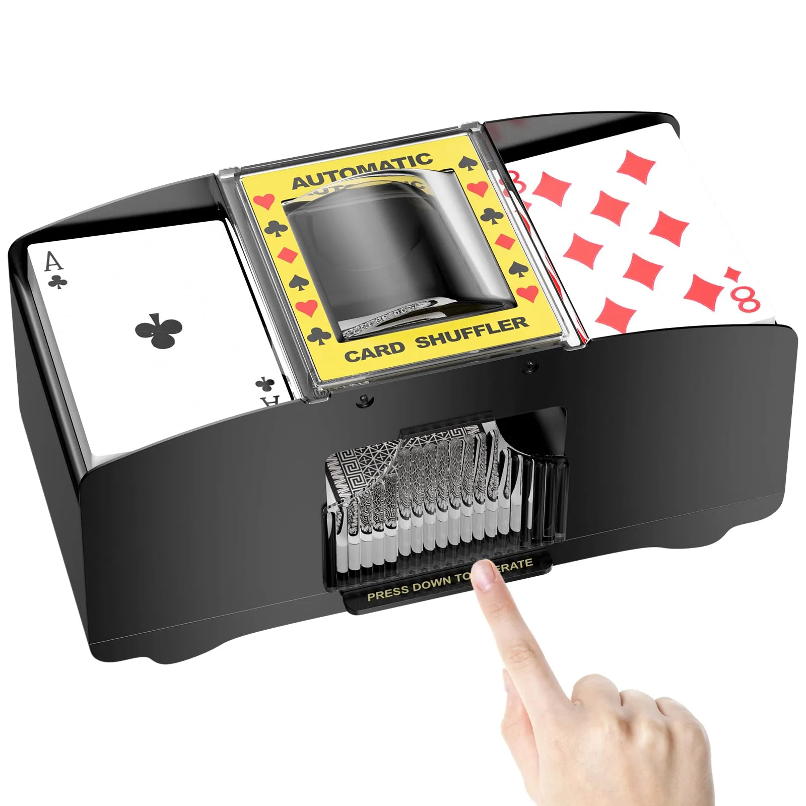 Gvolatee Mescolatore Carte da Gioco, Mischia Carte Automatico, Mescola Carte Elettrico da 1 a 2 Mazzi, Card Shuffler, Distributore di Carte Elettronico, per UNO, Poker, Blackjack, Texas Hold'em