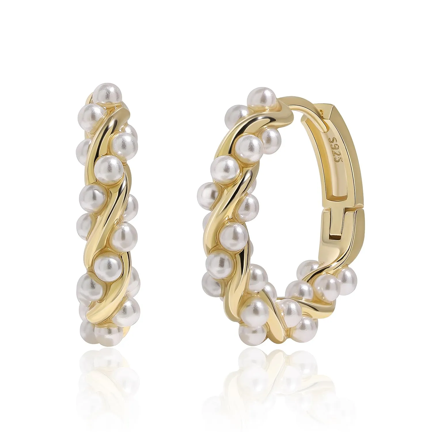 Meissa Orecchini Donna Argento 925 Orecchini Perle per Sposa oro rosa Cerchietti Piccoli con Confezione Gioielli Regalo Matrimonio Anniversario Fidanzamenti Donna