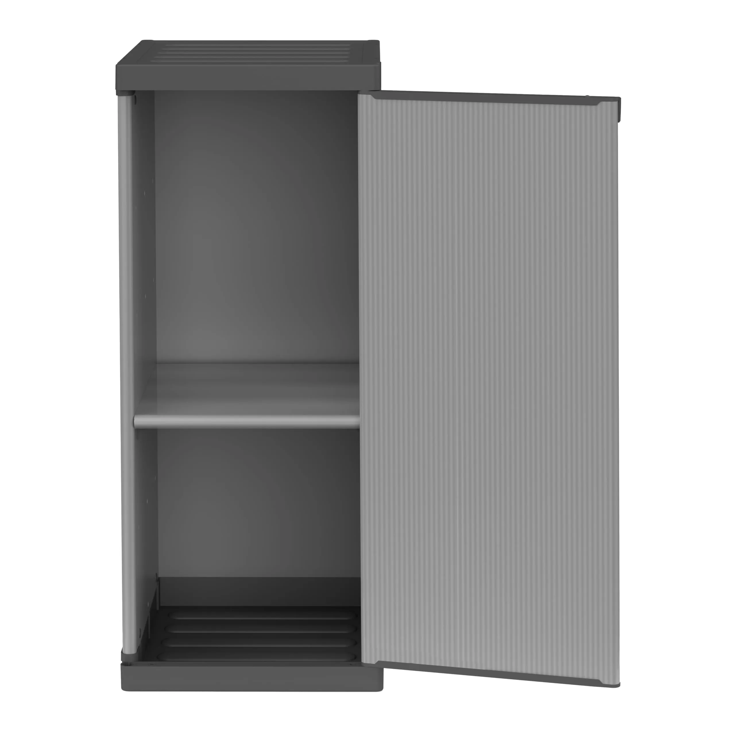 mongardi W2016 Armadietto in Resina di PVC e PP, 1 Anta, 1 Ripiano, Facile da Montare, Modular System, Resistente, Adatto ad Ambienti Interni ed Esterni, 34L x 40P x 85H cm, Nero e Grigio, Unica
