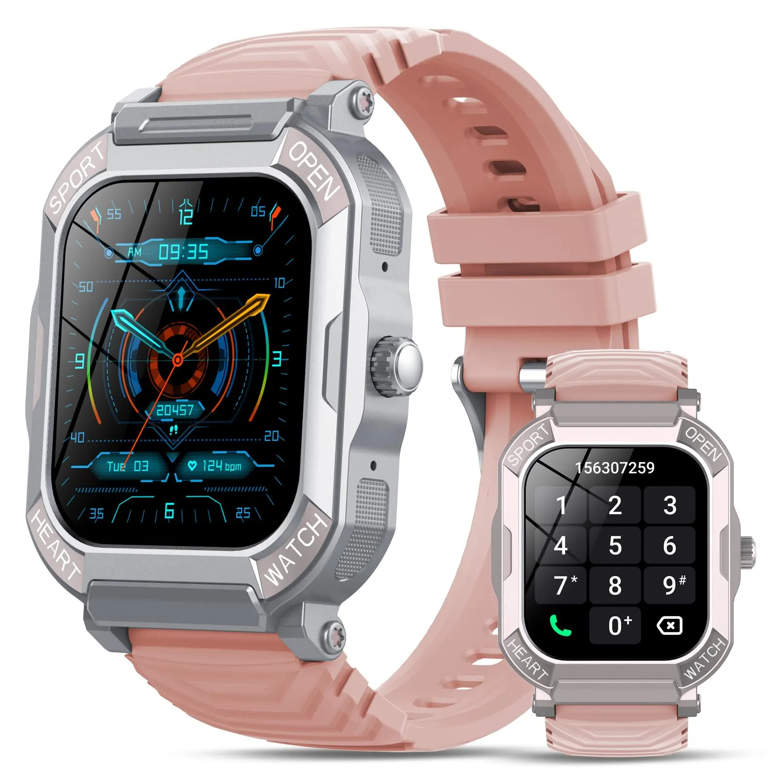 Smartwatch Uomo Donna con Chiamate Bluetooth, 1,85'' Orologio Smartwatch Uomo, Impermeabil IP68 Fitness Tracker, 110+ Sportive Smart Watch con Contapassi/Sonno/Cardiofrequenzimetro, Rosa Orologio