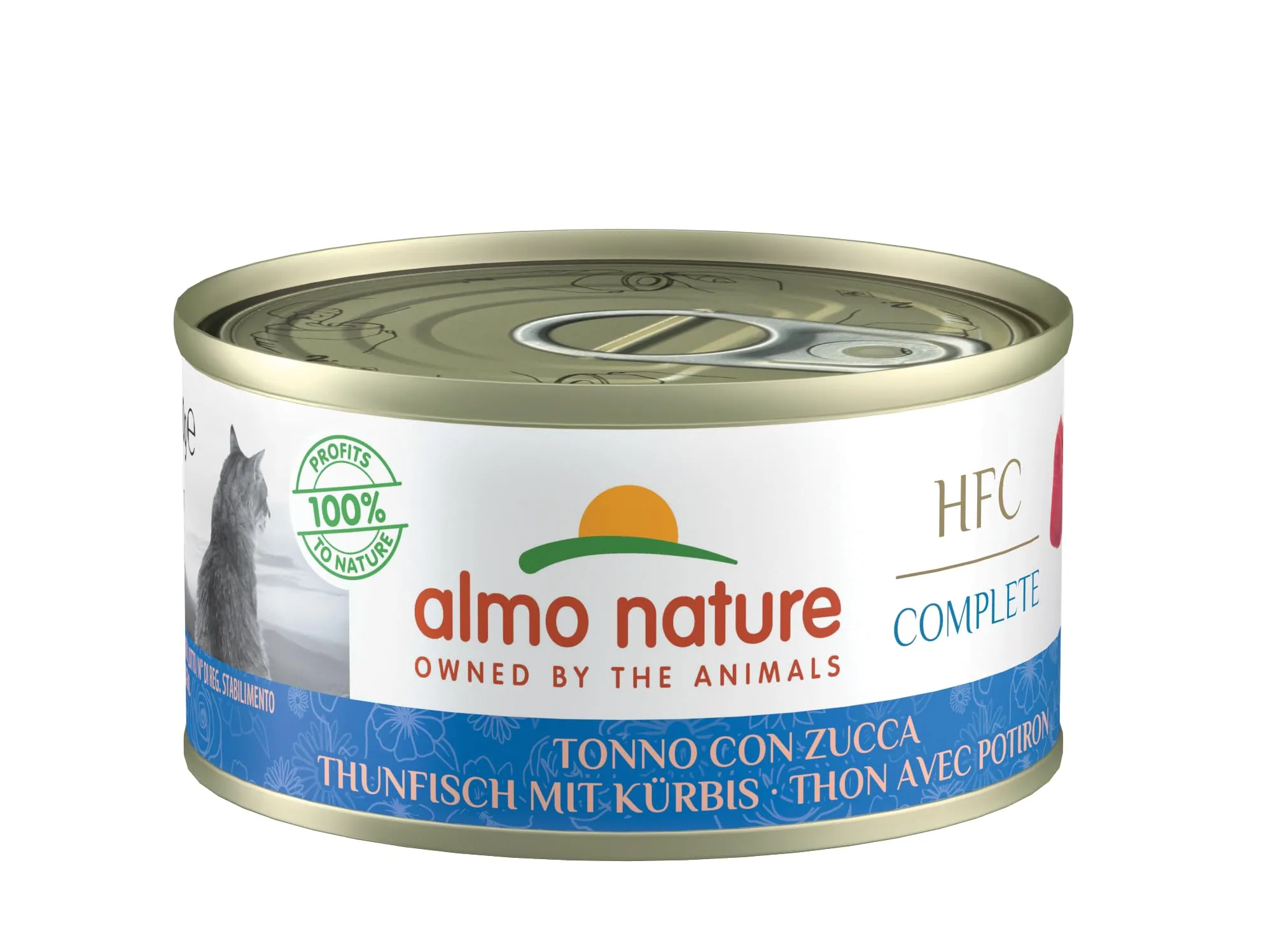 almo nature HFC Complete - Alimento Umido per Gatti Adulti. Tonno con Zucca (24 lattine da 70g)