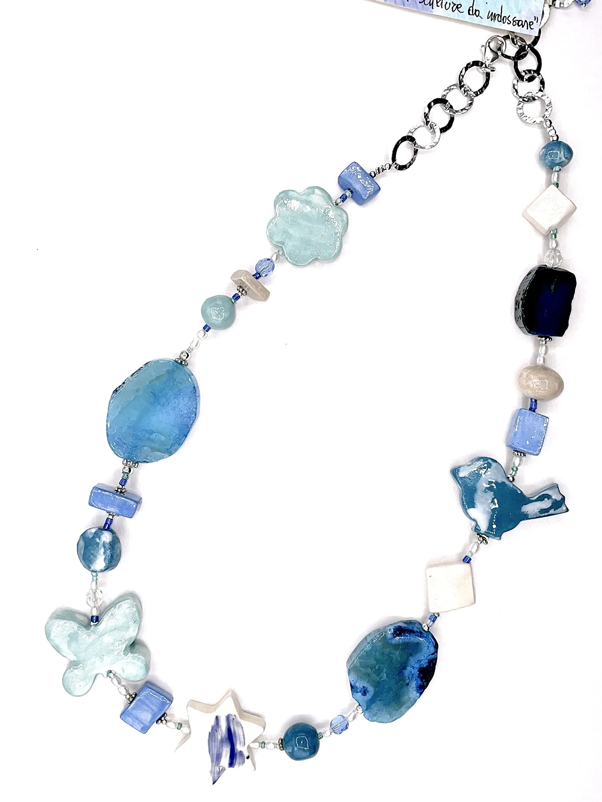 Collana Donna in Pietre dure, ceramica e argento "Capri"