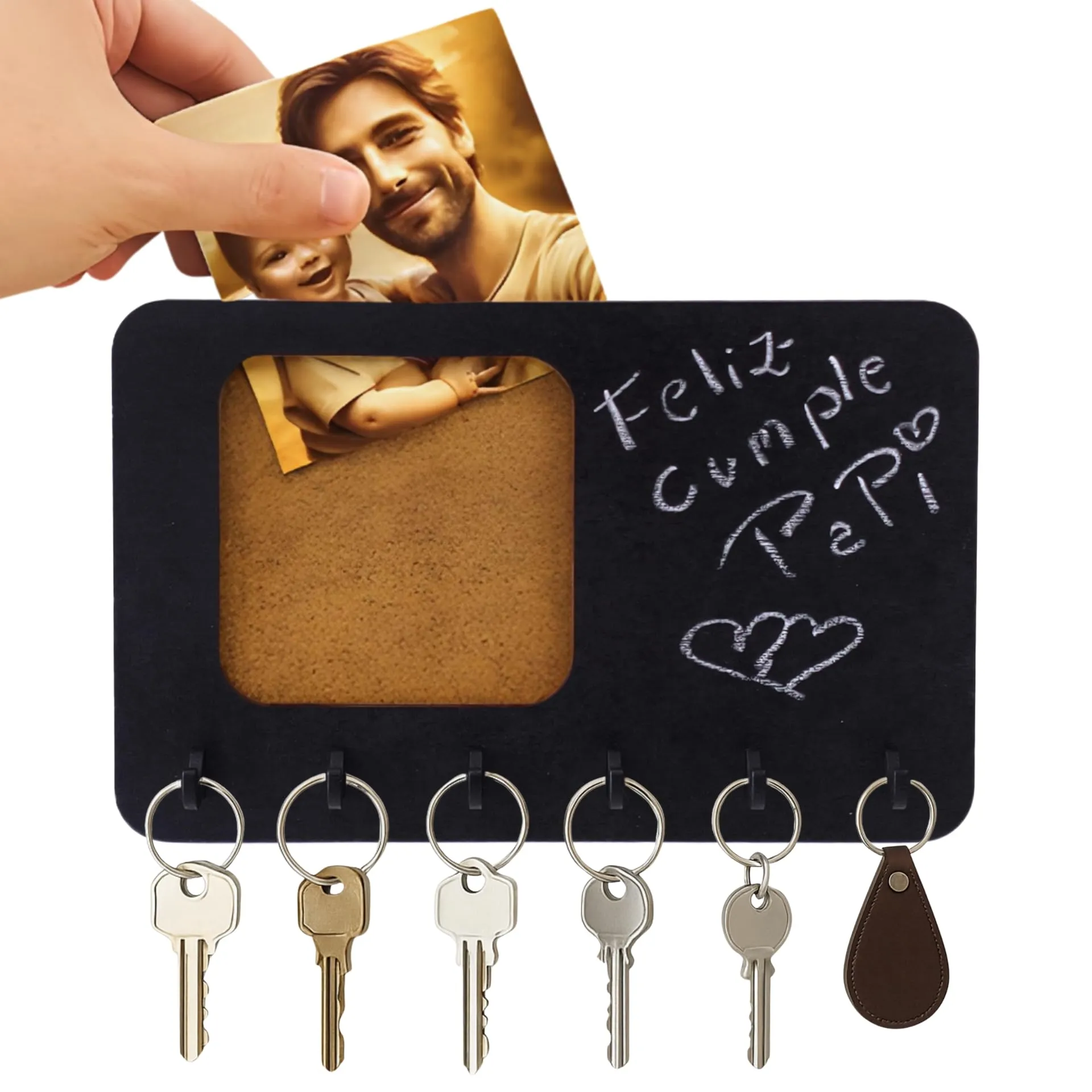 MoniDecor Portachiavi da parete in Legno – Porta Chiavi da Muro per Casa Stile Moderno con 6 Ganci Robusti – Appendi Chiavi a Muro per Ingresso e Corridoio (Eclettico)