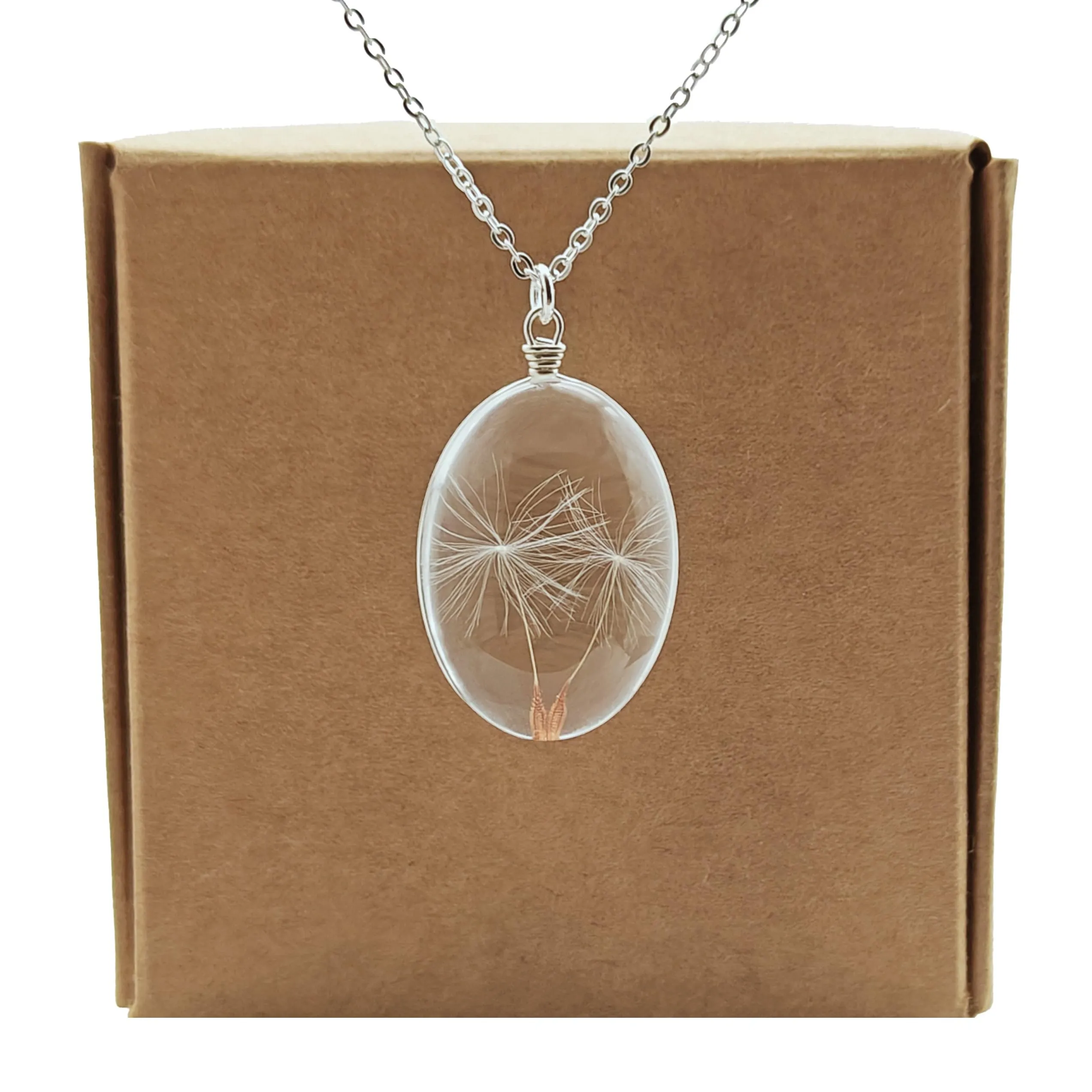 Dente di leone con 2 Desideri Tarassaco Real Fiore Argento Sterling 925 Collane Con pendenti Donna Handmade