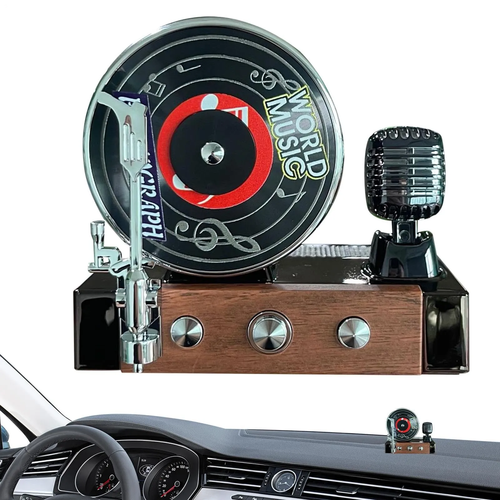 Record Player Air Frewisier Car Carref/Fresatrici D'aria Auto E A Energia Solare Decorazione Aromaterapia Retrò Per Uso Automobile, solleva l'estetica interna e raddoppia