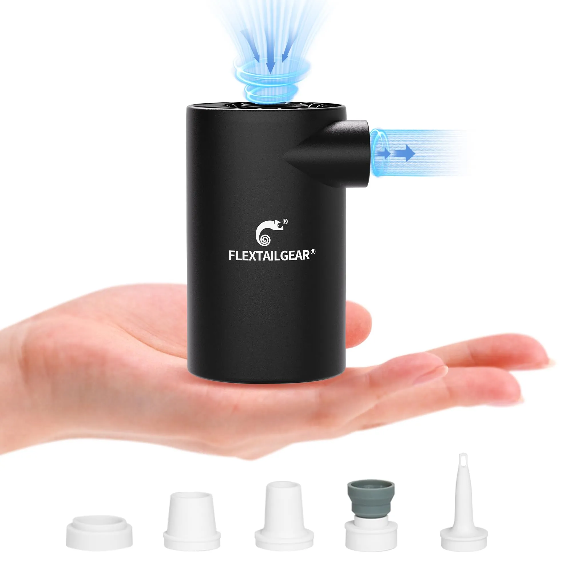 FLEXTAILGEAR EVO PUMP con batteria da 3800mAh, pompa elettrica portatile da 4,5 KPA e 250 L/MIN per gonfiare e sgonfiare materassi gonfiabili, letti d'aria e boe per piscina.