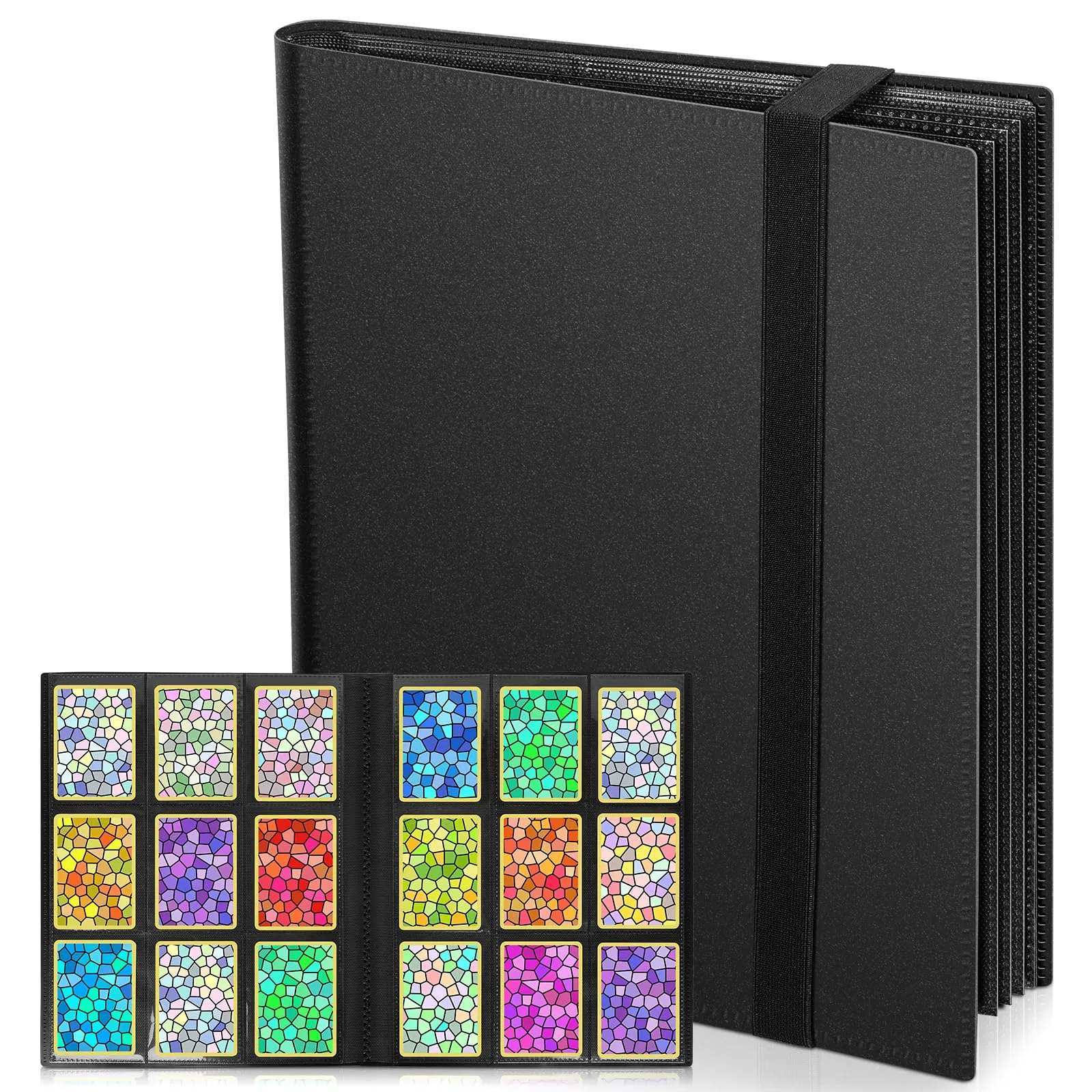 VYYTYYA Raccoglitore Carte da Gioco, 24 Fogli 432 Tasche, Album Carte Collezionabili con Apertura Laterale, Binder Carte Doppio Lato per Pokémon, Yu-Gi-Oh, MTG, Carte da Sport (nero)