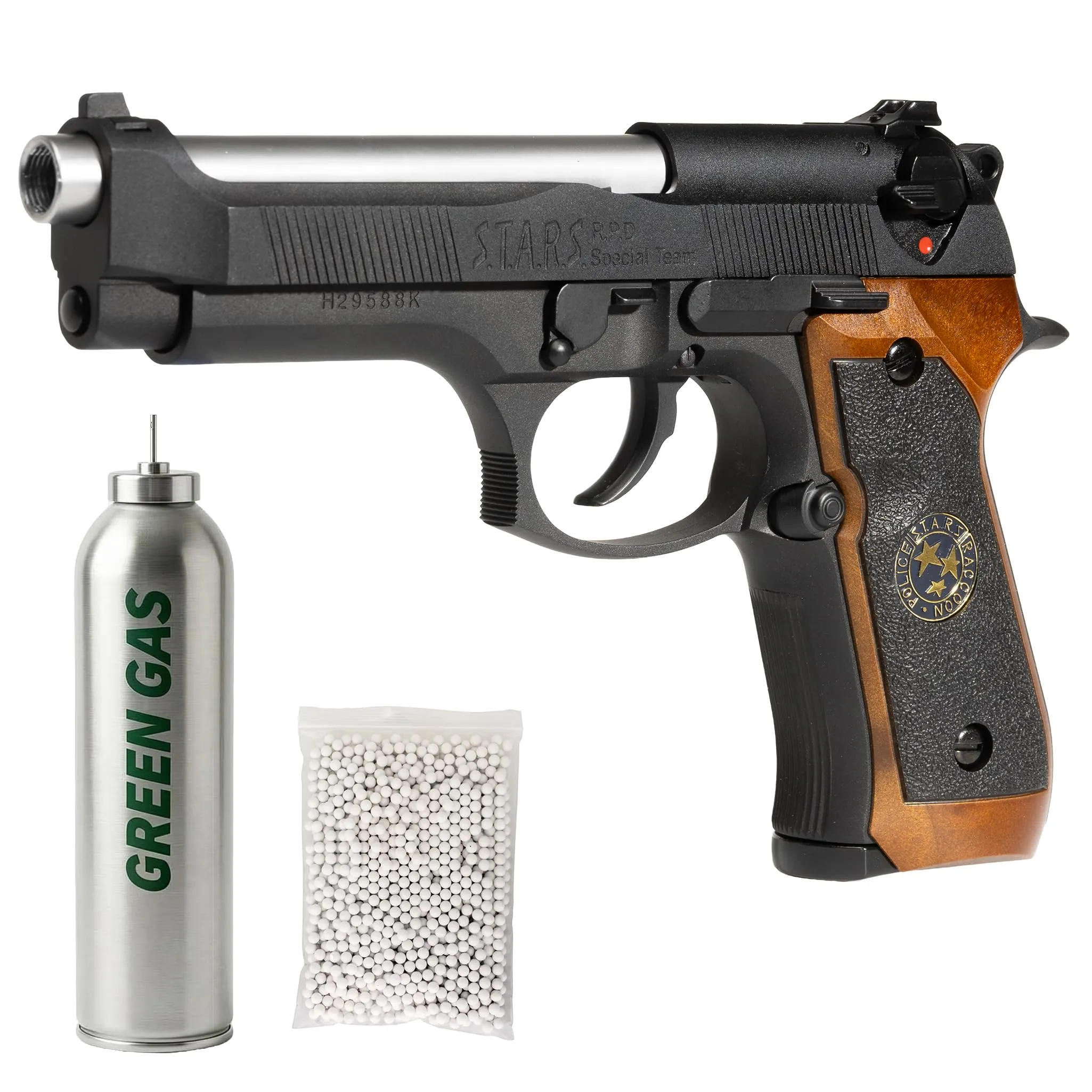 Pistola Softair Beretta 92 Co2, potenza 0,9 joule Bundle Completo: Pistola a Pallini, 5 bombolette Co2, 1000 Pallini 6mm - Airsoft, Pistole Softair, colore nero