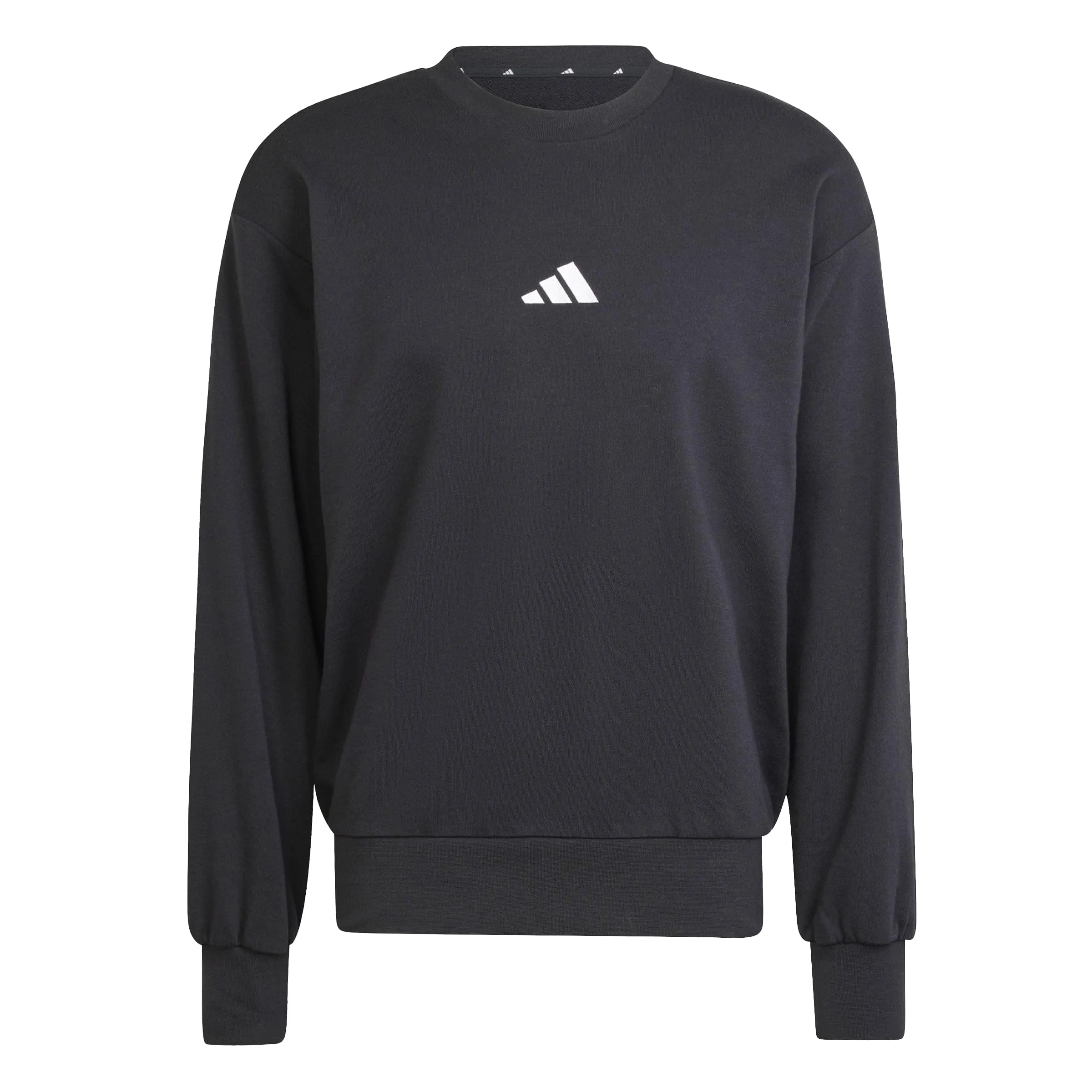 adidas Uomo Essentials FEELCOZY French Terry Sweatshirt, Black/White, L