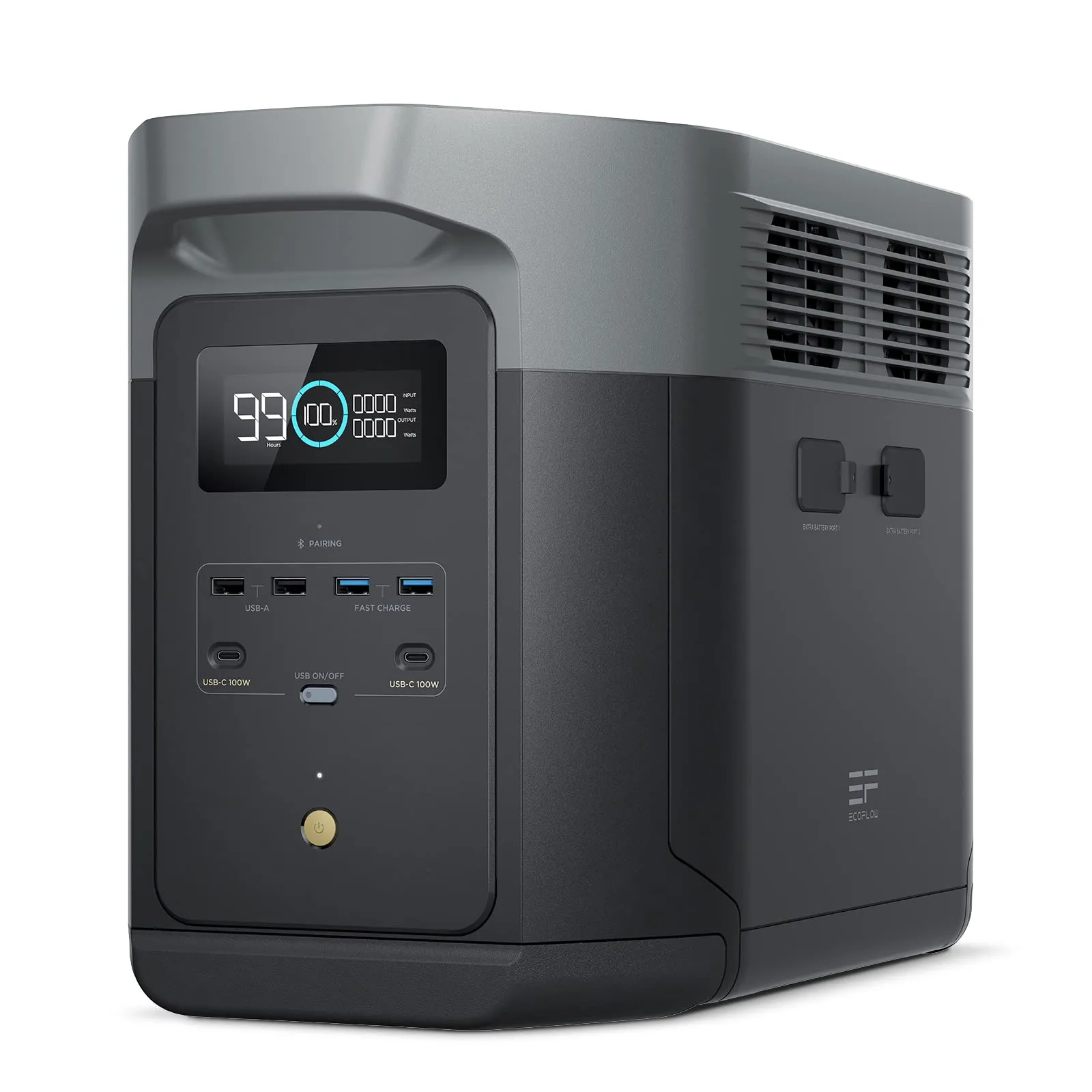 EF ECOFLOW DELTA 2 Max Espandibile 2-6kWh Centrale elettrica portatile, Batteria LFP 3000 cicli, CA+Solare 80% di carica in 1 ora, Fino a 3000W di uscita, Generatore solare silenzioso