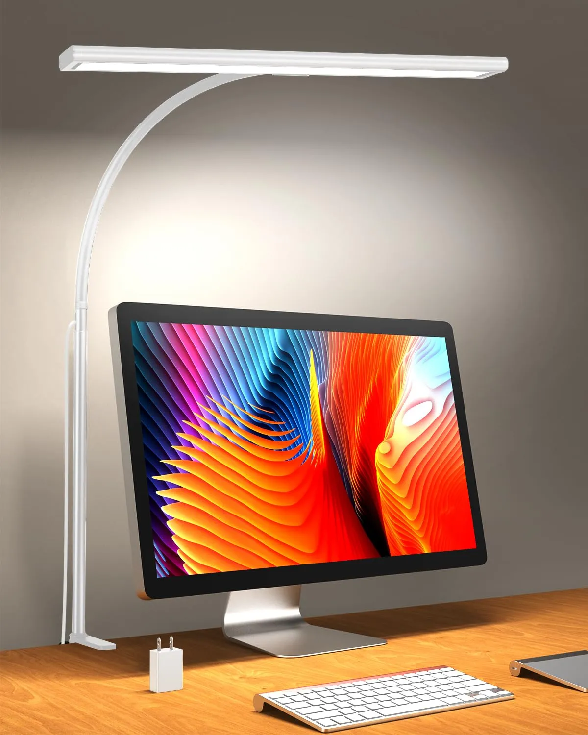iFalarila [2025 Version 160 LED Lampada da Scrivania con Morsetto 30 Modalità, Più Luminoso Lampade da Tavolo 360° Flessibile Lampada da Lettura con Caricatore USB per Lavoro Studiare o Leggere-70CM