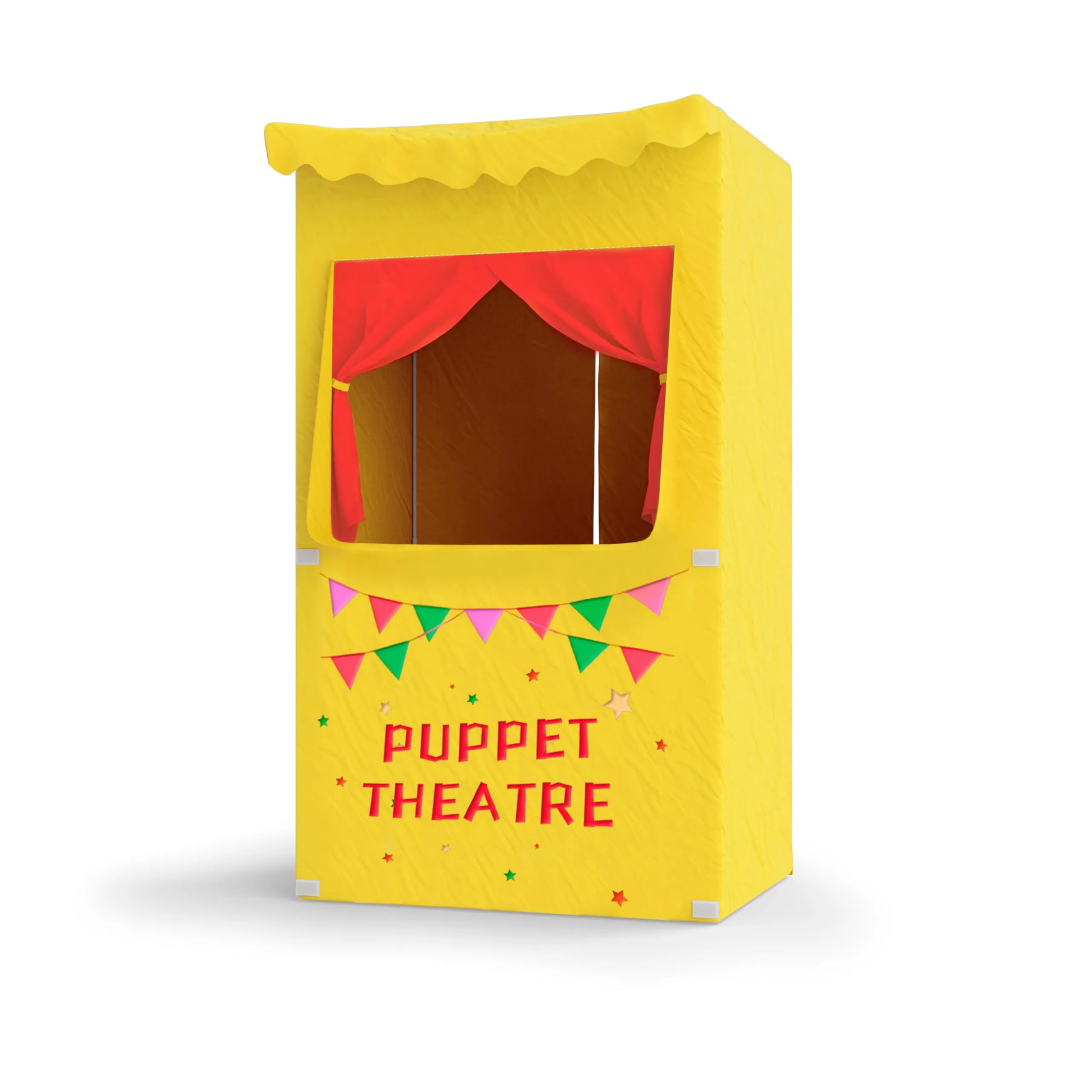 Bomodoro - Teatro dei burattini per Bambini 120 x 70 x 50 cm, Colore Giallo Convertibile in Piccolo Negozio