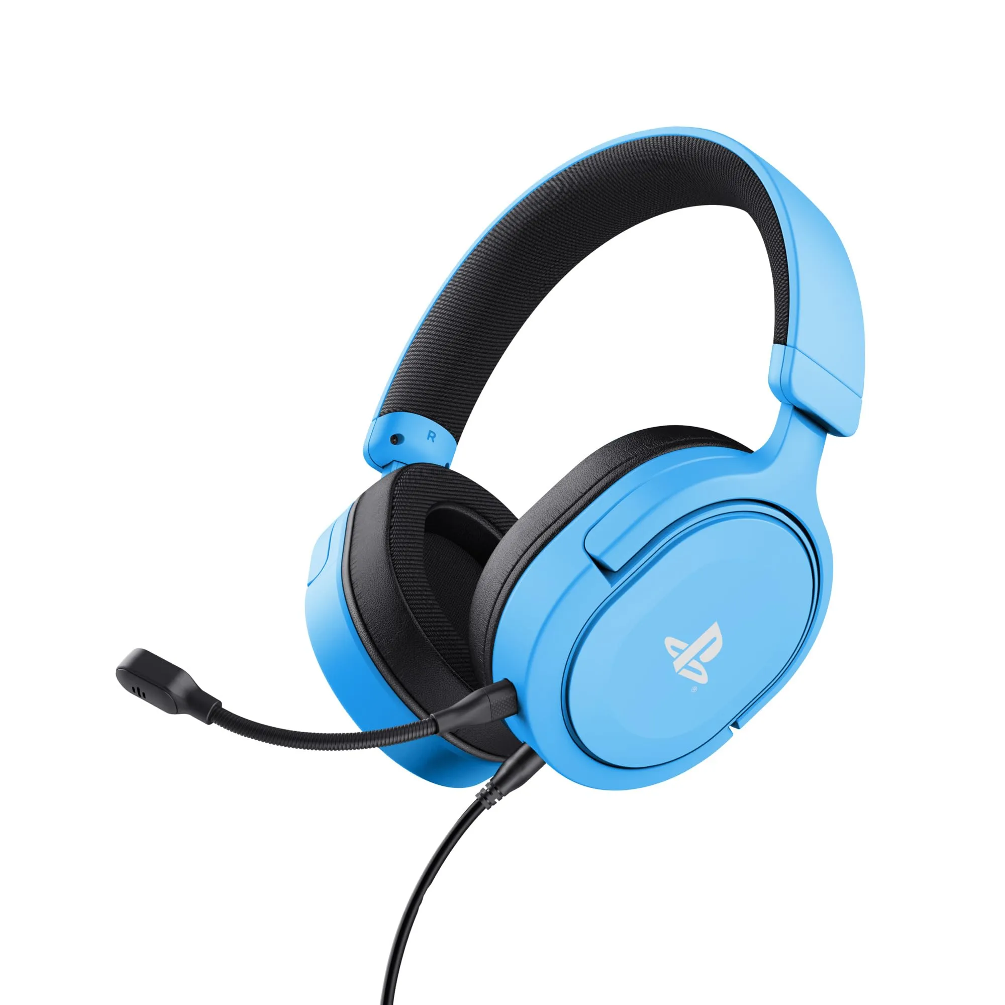Trust Gaming GXT 498B Forta Cuffie PS5 e PS4 Licenza Ufficiale PlayStation 5, Driver 50 mm, Audio 3D, Cavo da 1,2 m, Microfono Staccabile, Jack Audio 3.5 mm, Cuffie Gaming Cablate, Blu