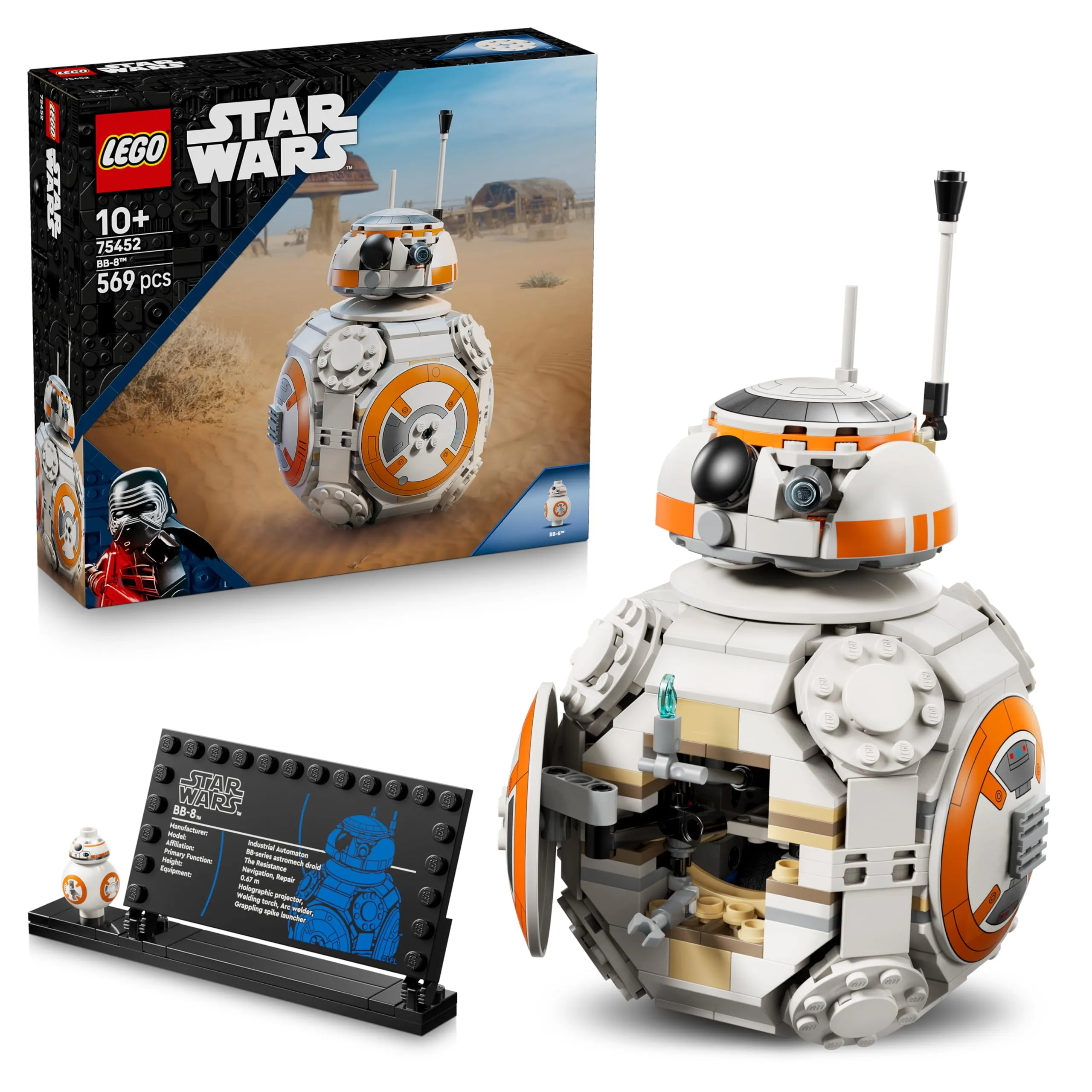 LEGO Star Wars 75452 Droide Astromeccanico BB-8 Kit di Modellismo - Action Figure Giocattolo con Testa Rotante - Decorazione per la Camera da Letto - Regalo per Ragazzi, Ragazze e Fan da 10 Anni in su