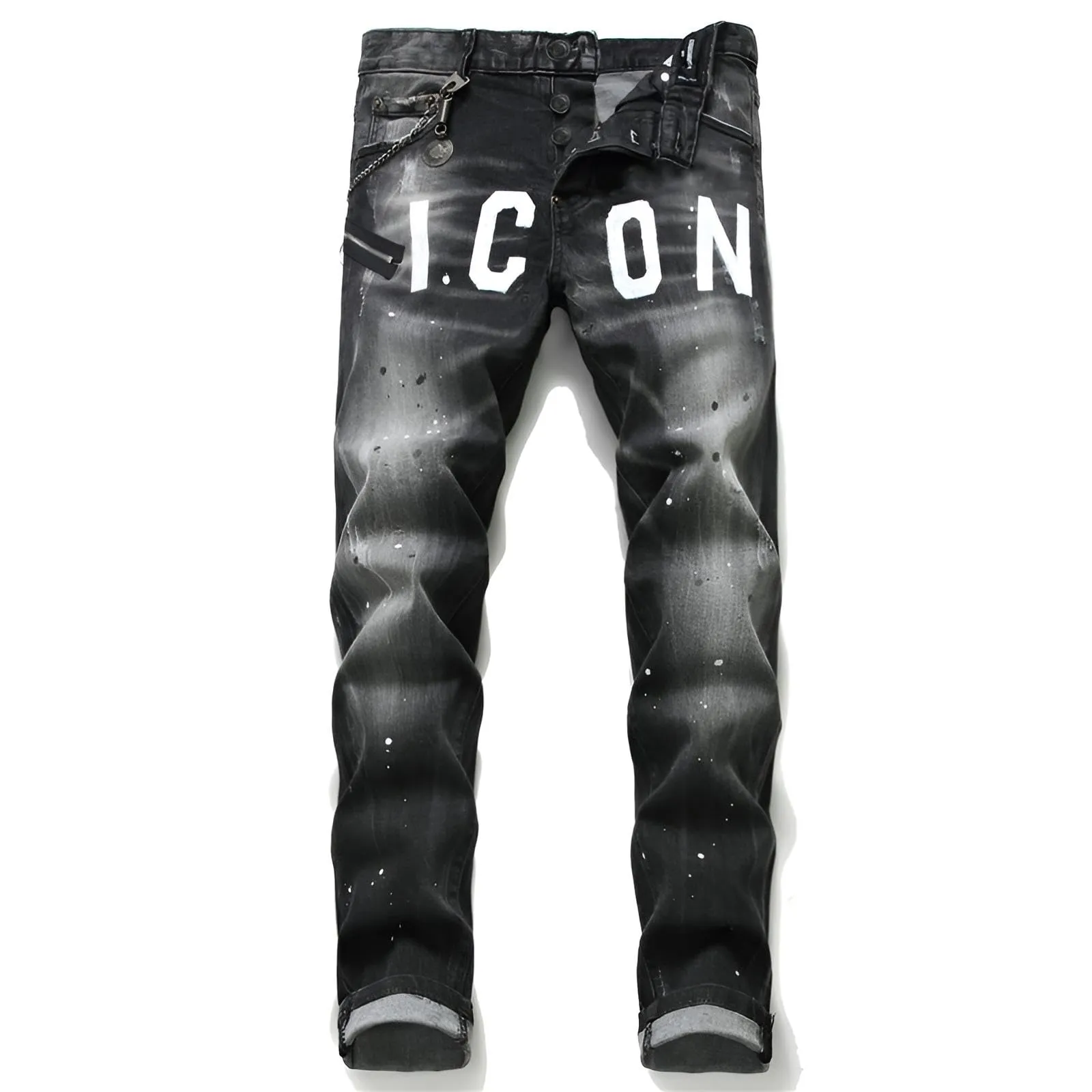 Kdtoll Jeans Uomo Slim Fit - Pantaloni Casual Elasticizzati con con Spruzzi di Inchiostro, Stile Urban e Streetwear Y2K